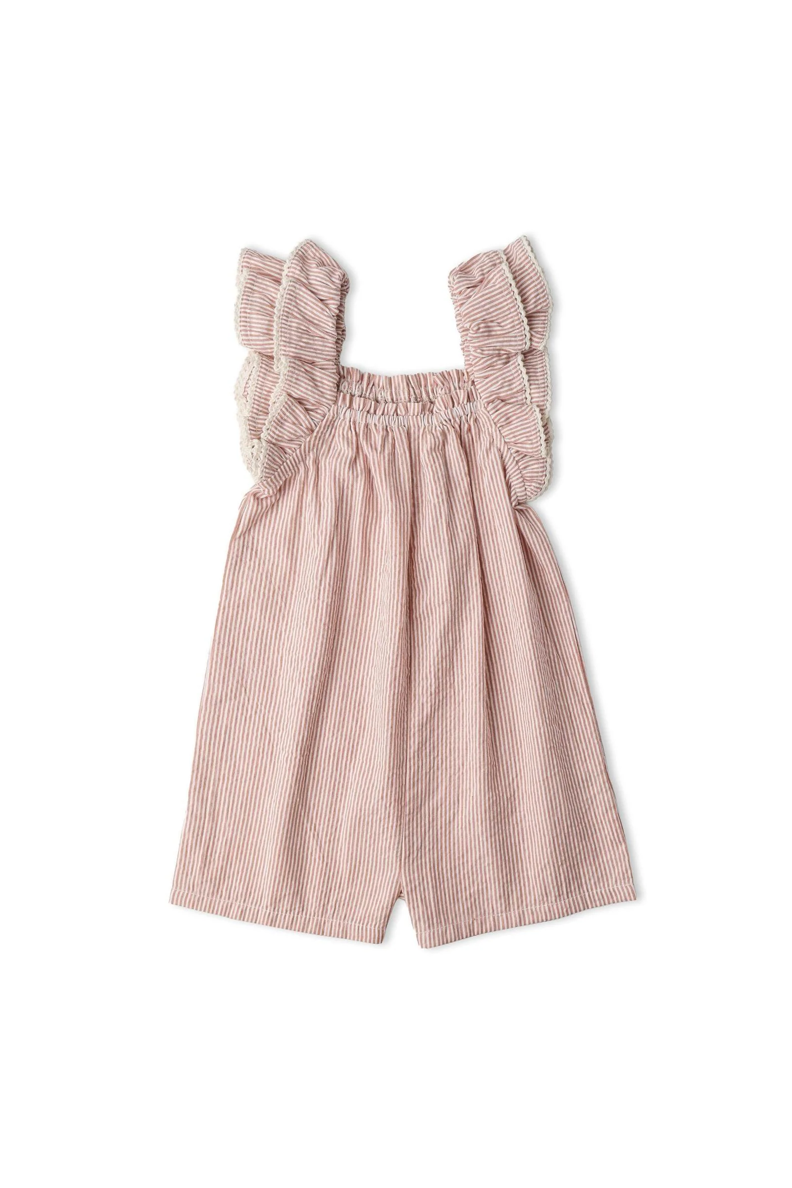 Organic Flutter Jumpsuit - Coral Stripes - Image 2