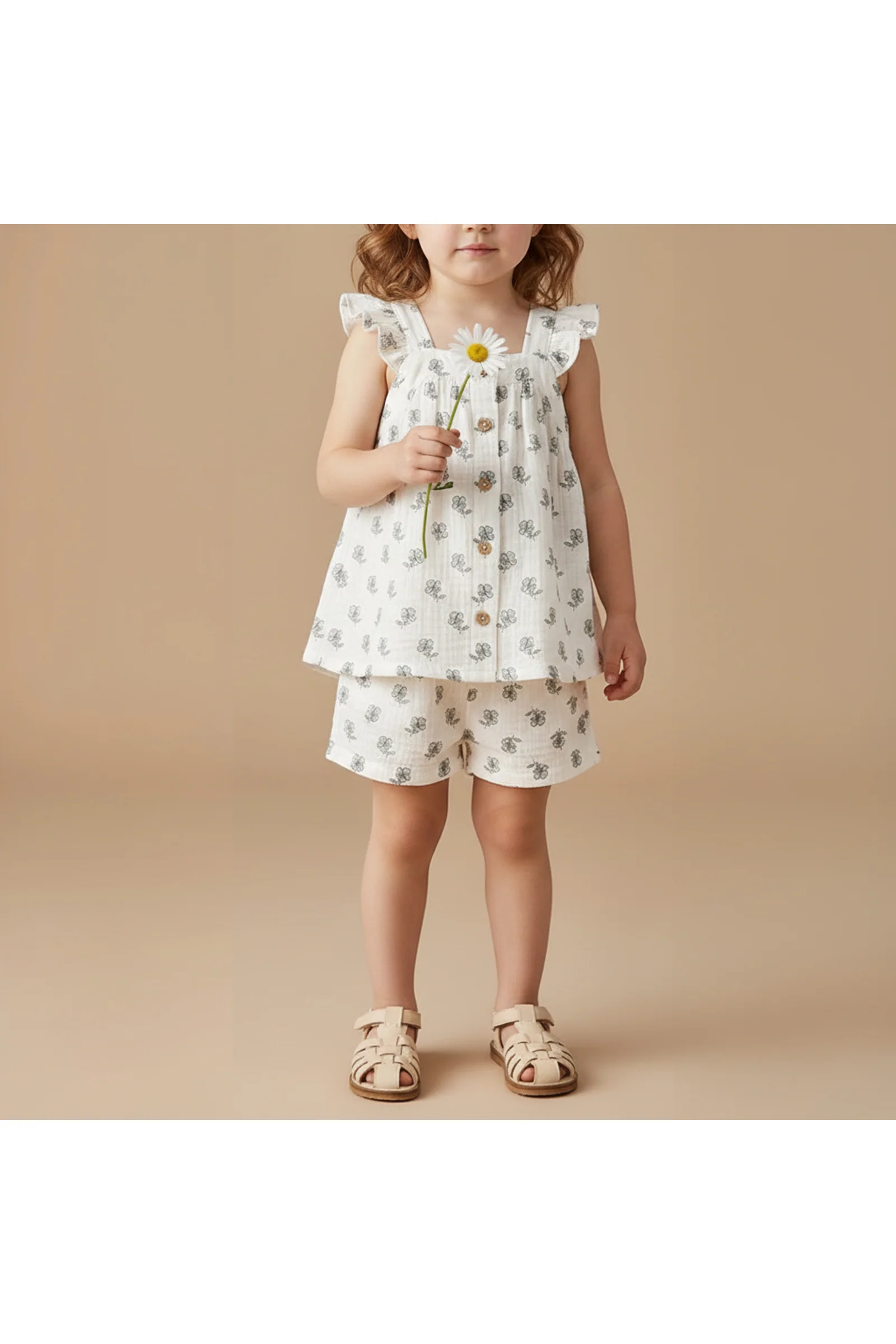 Organic Flutter Top & Shorts Set - Poppy - Image 4