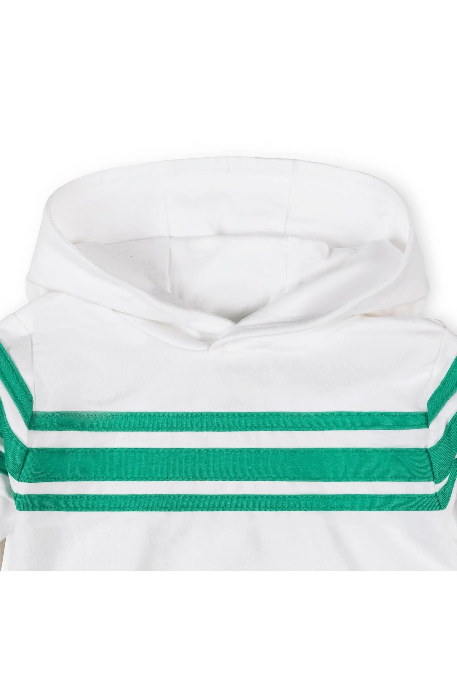 Organic Cotton French Terry Hoodie for Girls, White & Green, Toddler & Kids - Image 3