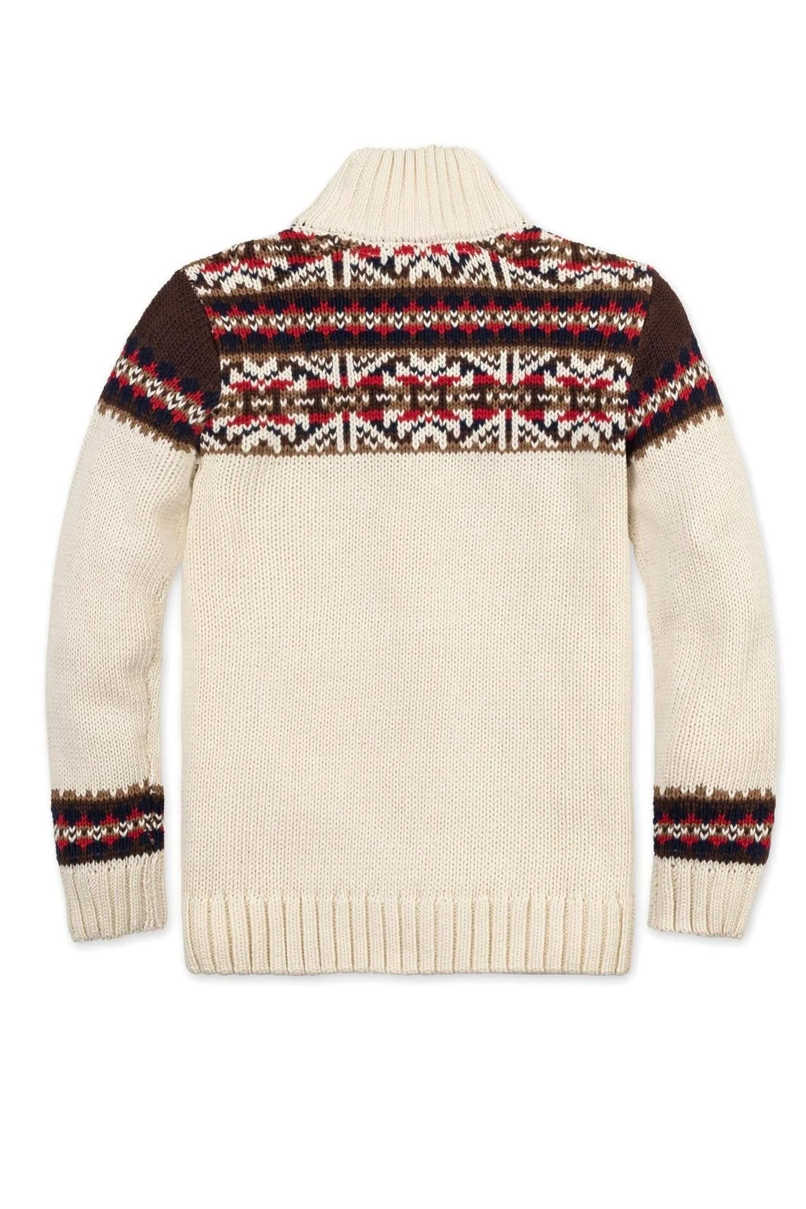 Organic Cotton Full Zip Mock Neck Sweater for Boys, Ivory, Sizes 2-20 - Image 4