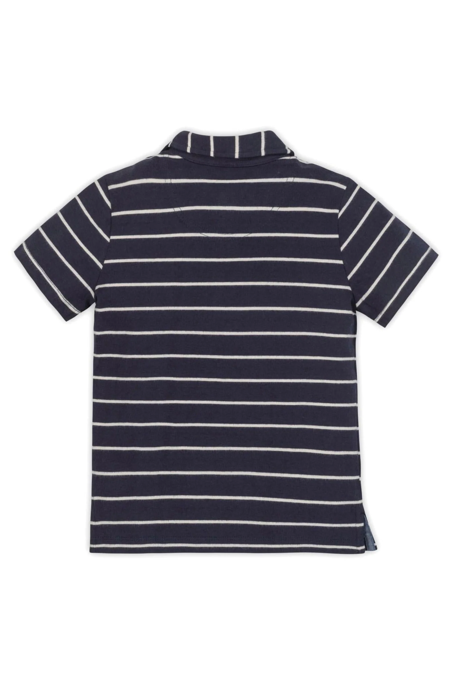 Organic Cotton Jersey Polo Shirt for Boys, Navy Blue & Stripe, Toddler & Kids - Image 4