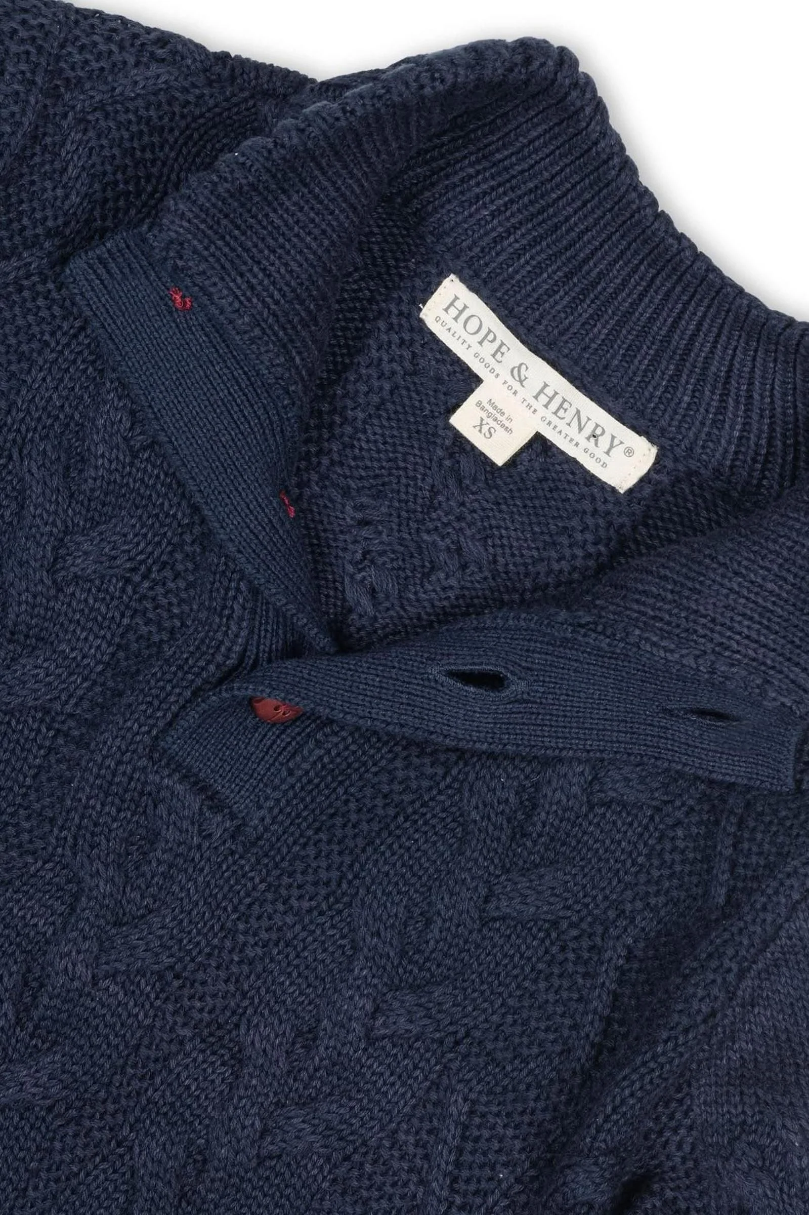 Organic Cotton Mock Neck Cable Sweater for Boys, Navy, Toddler & Kids - Image 5