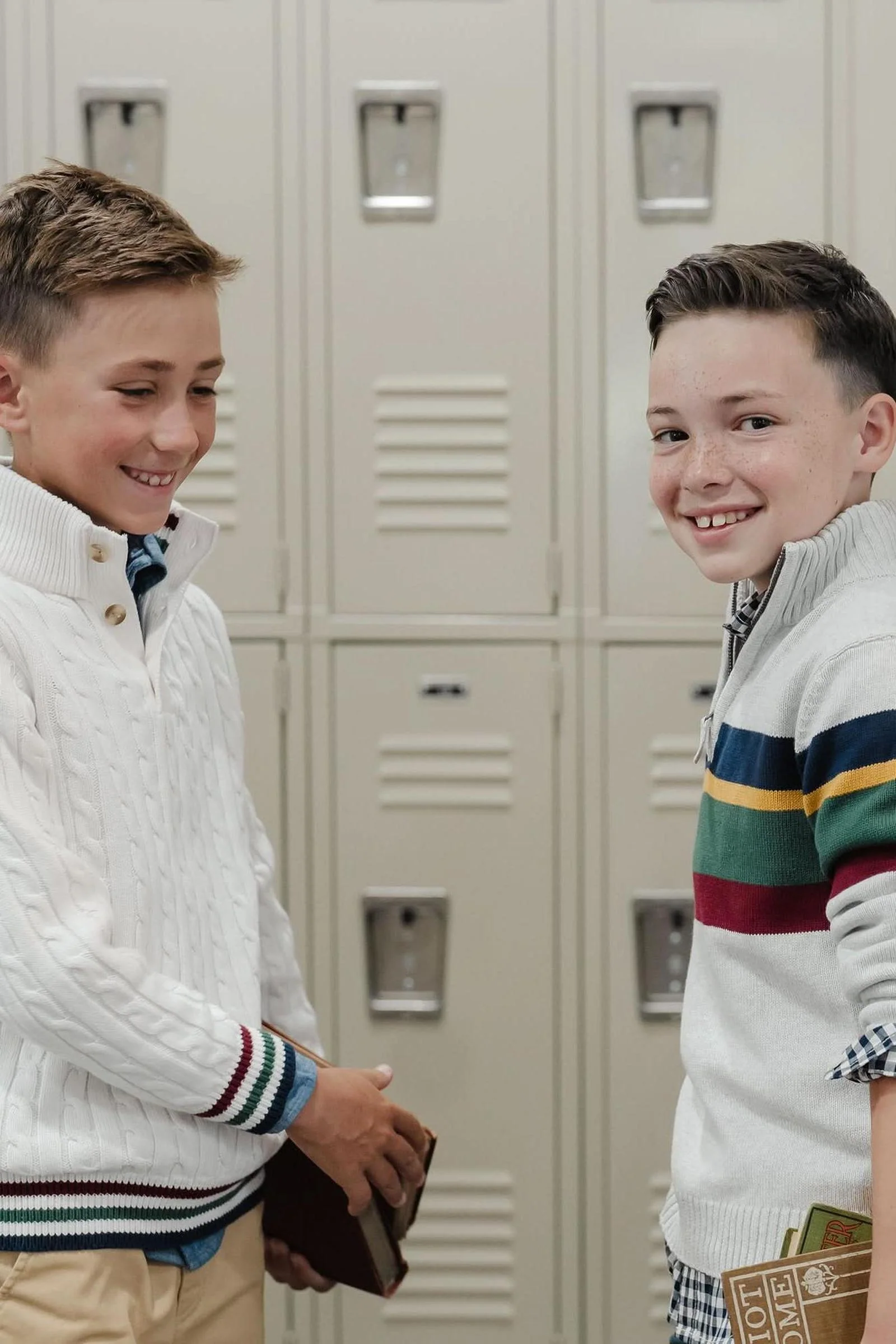 Organic Cotton Mock Neck Cable Sweater for Baby Boys, White - Image 5