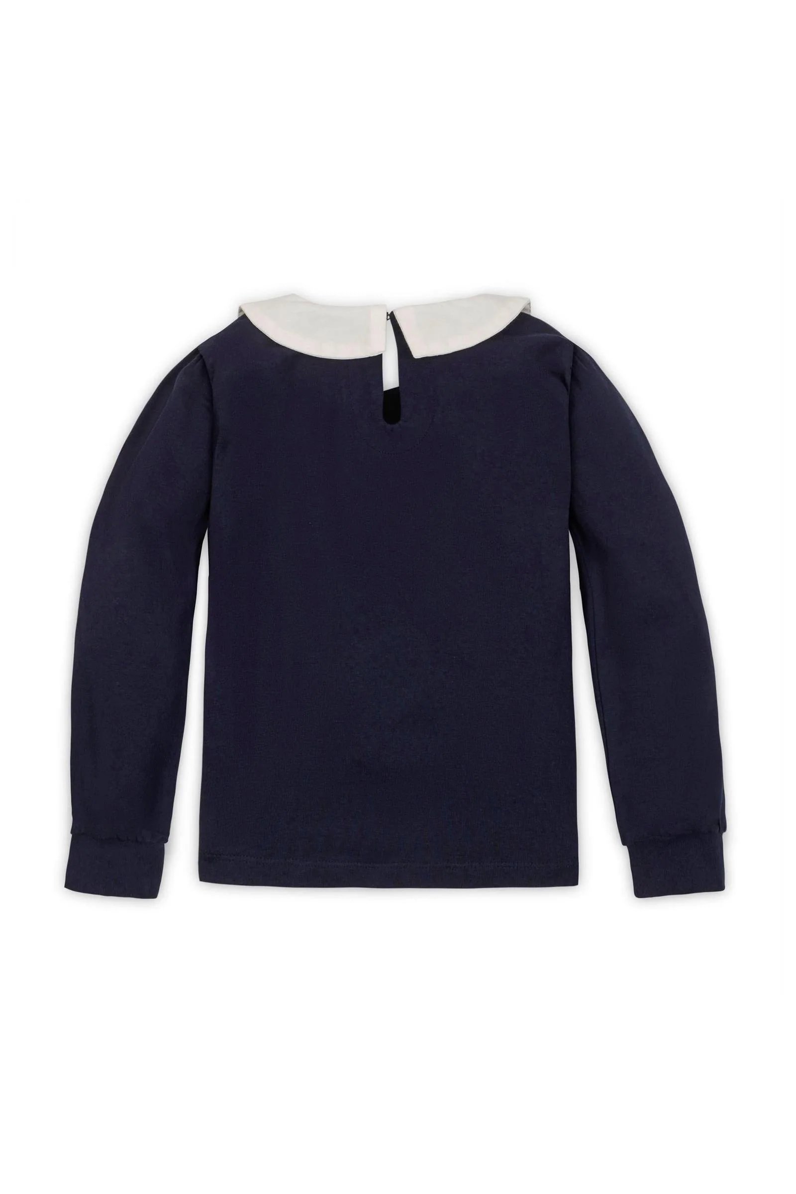 Organic Cotton Peter Pan Collar Knit Top for Girls, Navy, Toddler & Kids - Image 4