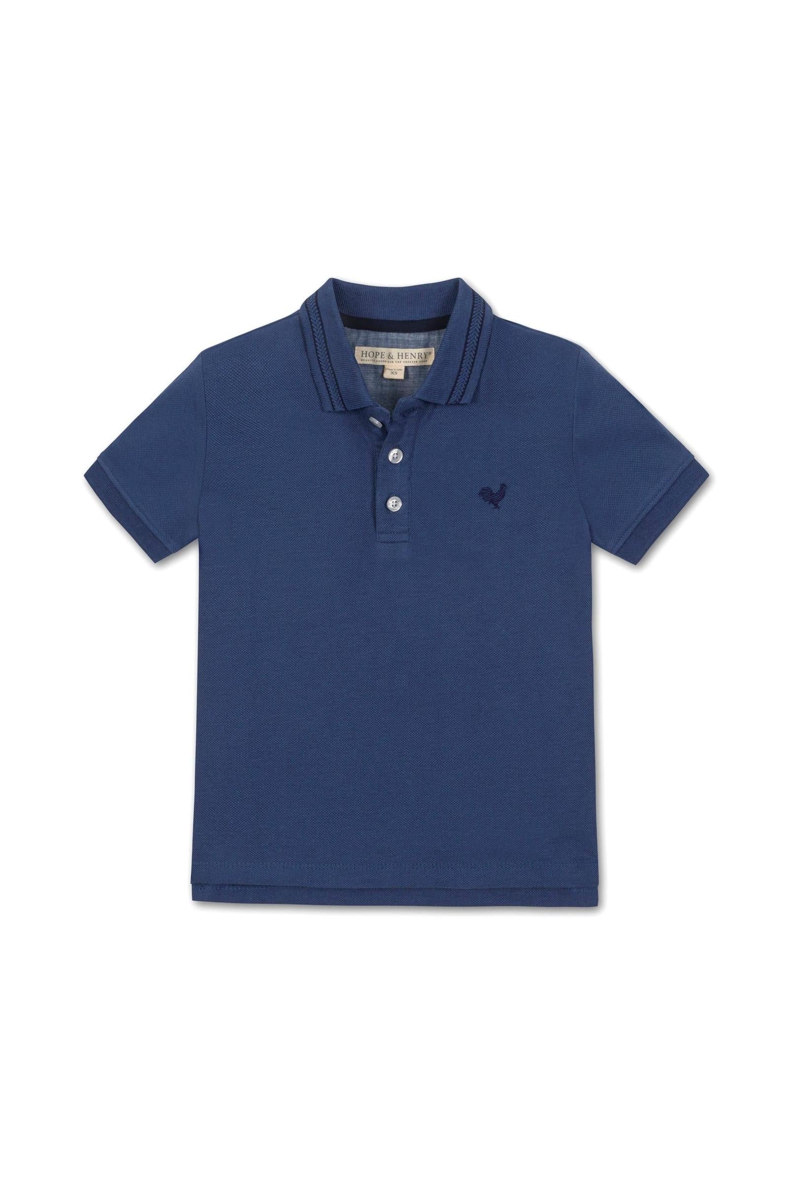 Organic Cotton Piqué Polo Shirt for Boys, Dark Blue Solid, 2–16 - Image 2