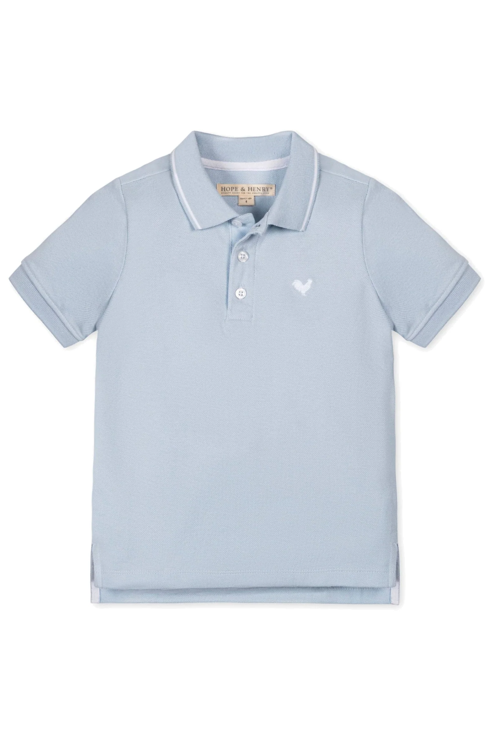 Pale Blue Organic Cotton Pique Polo Shirt, Sizes 2T-18 - Image 2