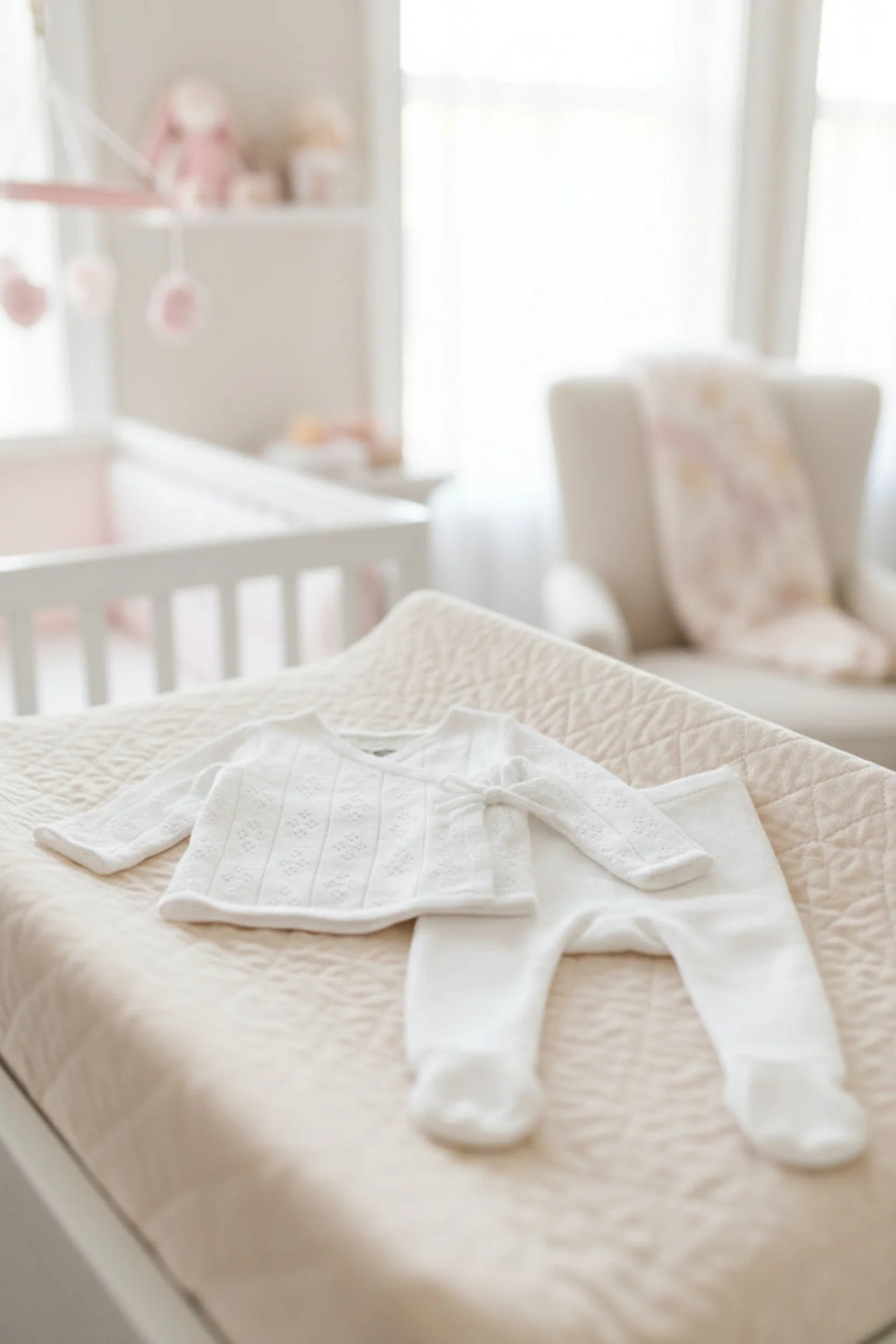 Organic Cotton Pointelle Sweater and Legging Set for Babies, White, 0-9M