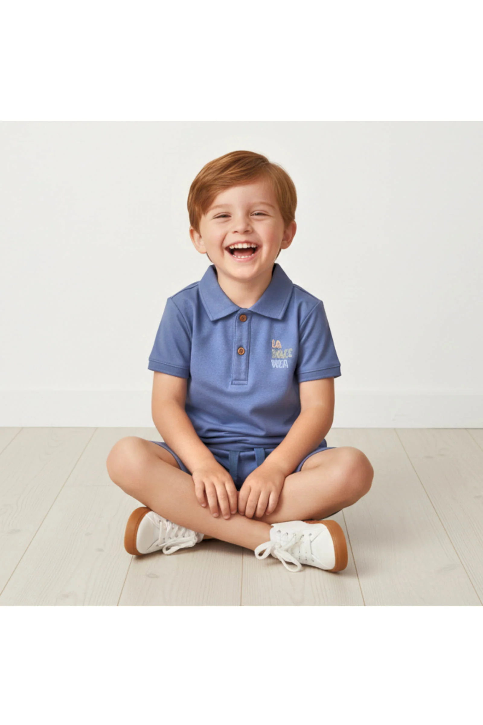 Organic Polo Shirt & Shorts Set - Slate