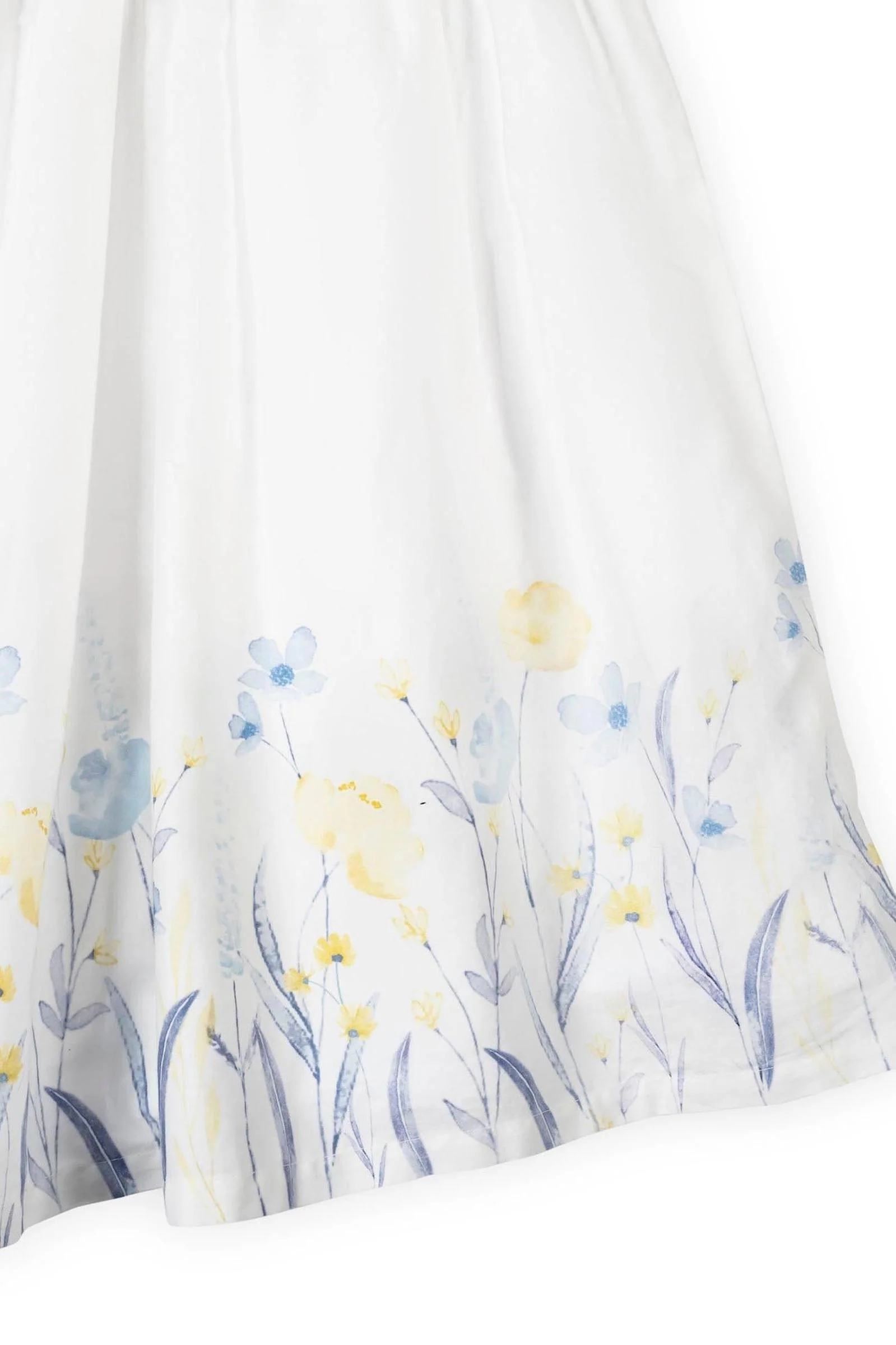 Organic Cotton Puff Sleeve Sateen Dress for Girls, Sunlit Border Floral, Sizes 2T-12 - Image 3