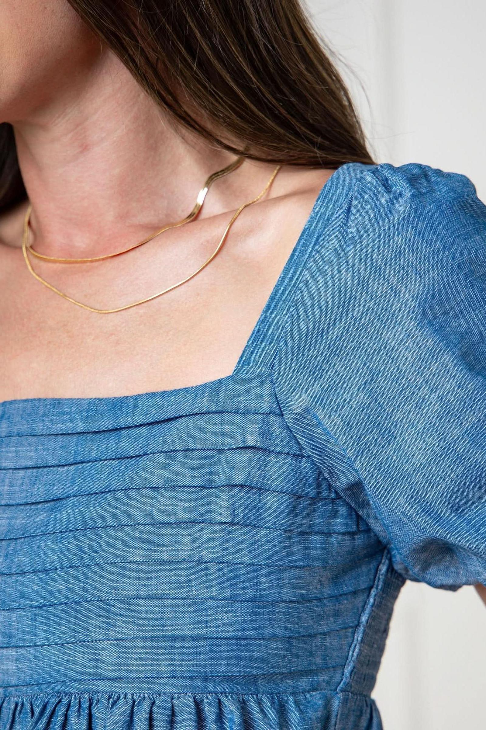 Organic Cotton Ruched Chambray Dress, Women, Family Matching Outfits - Image 3