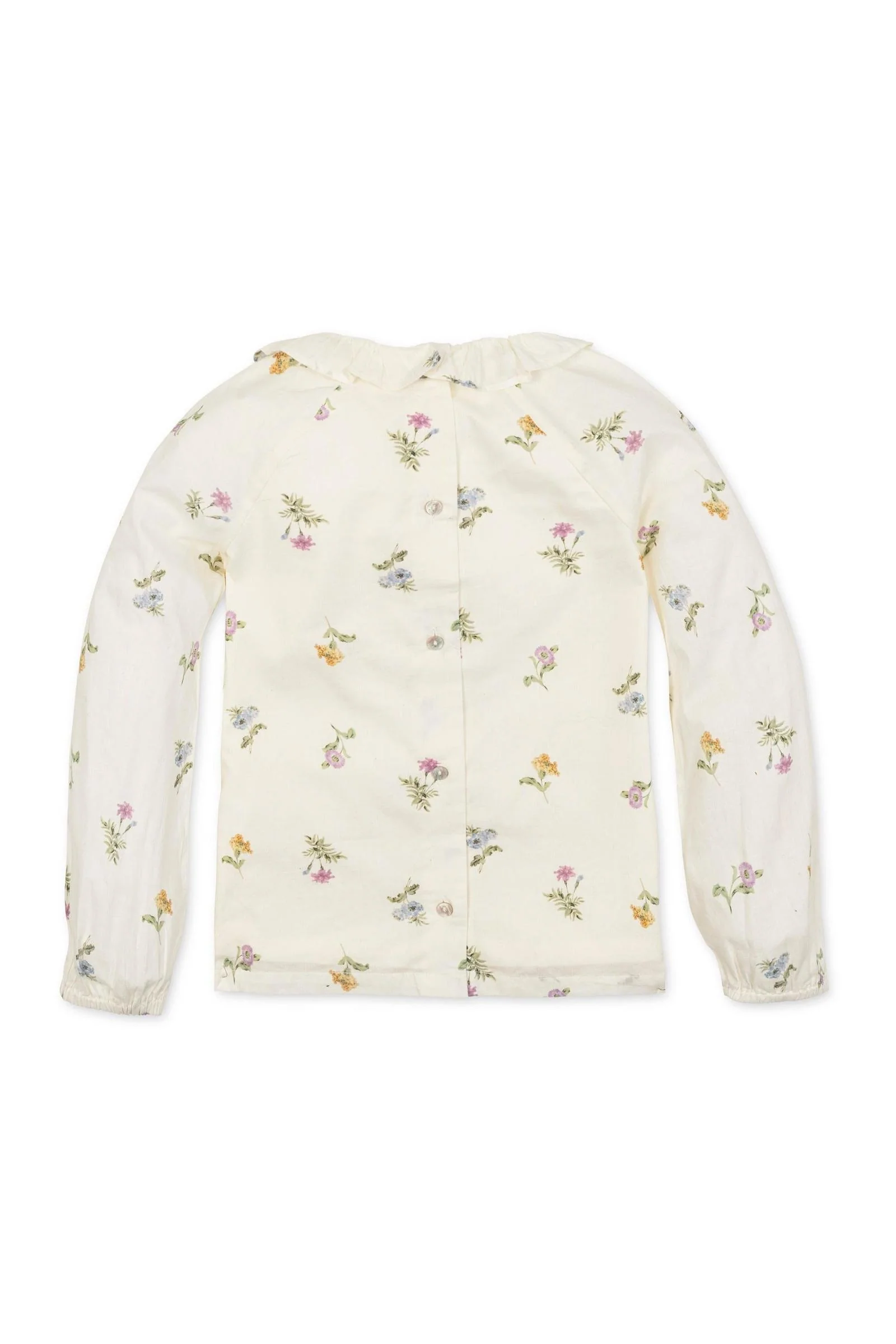 Organic Cotton Ruffle Collar Top For Girls, Ivory Floral, Toddler & Kids - Image 4