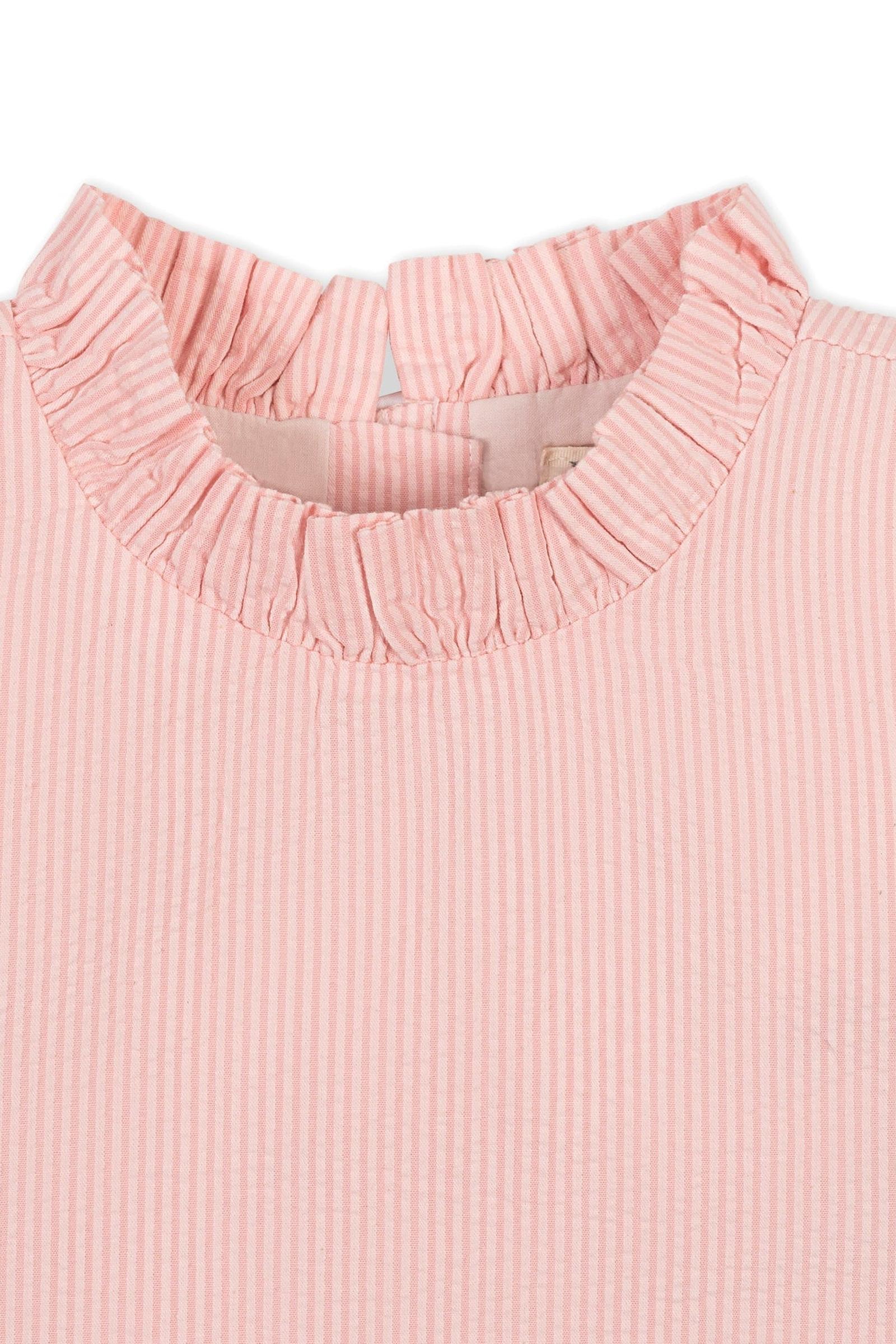 Organic Cotton Ruffle Neck Seersucker Top for Girls, Rose, Sizes 2T-12 - Image 4