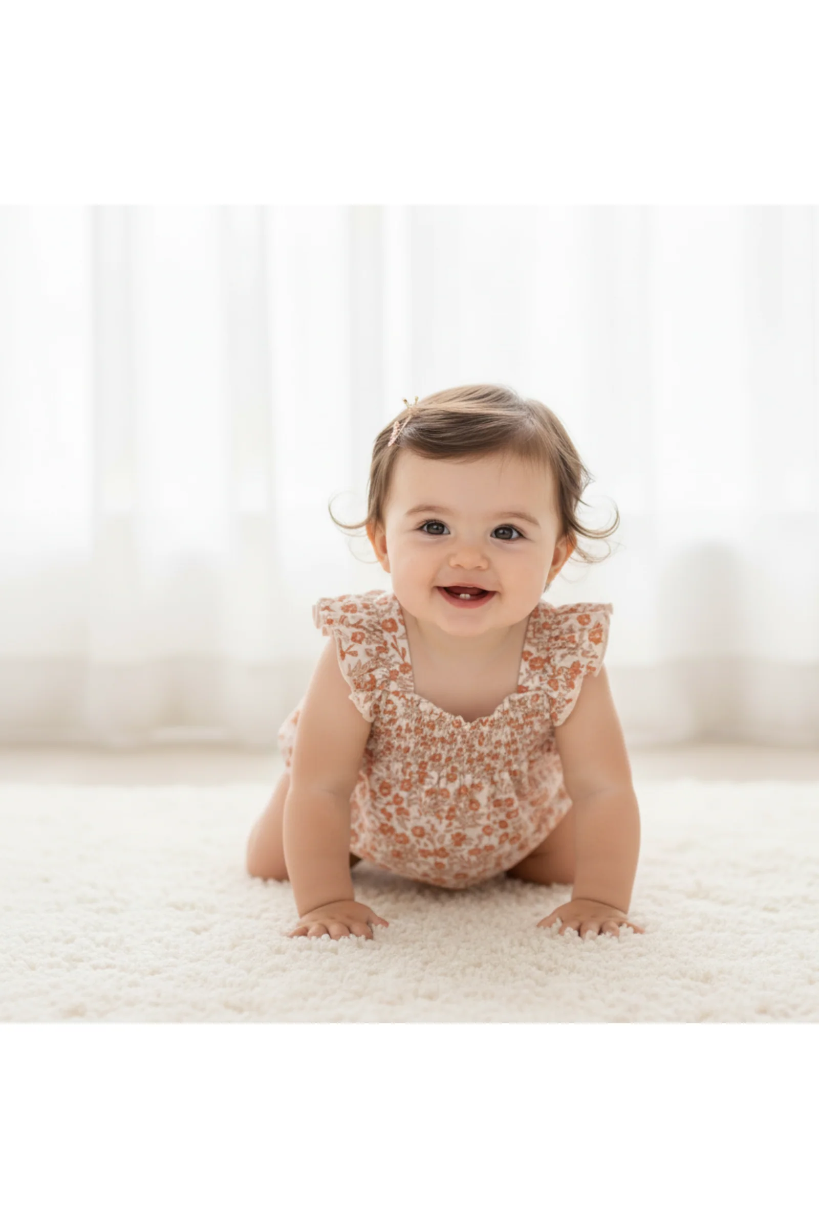 Organic Ruffle Sleeve Bubble Romper - Sienna - Image 5