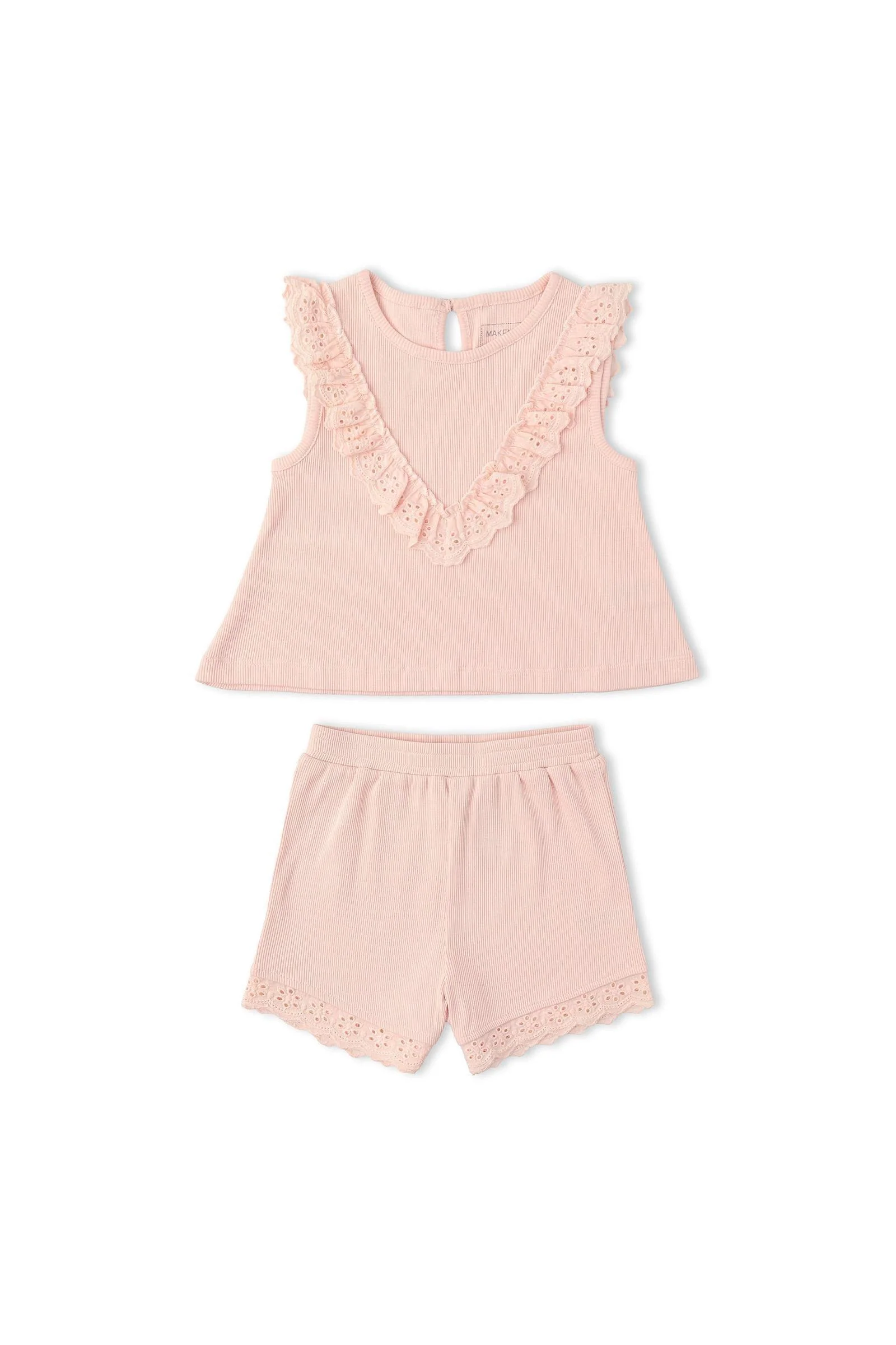 Organic Ruffle Top & Shorts Set - Blush - Image 2