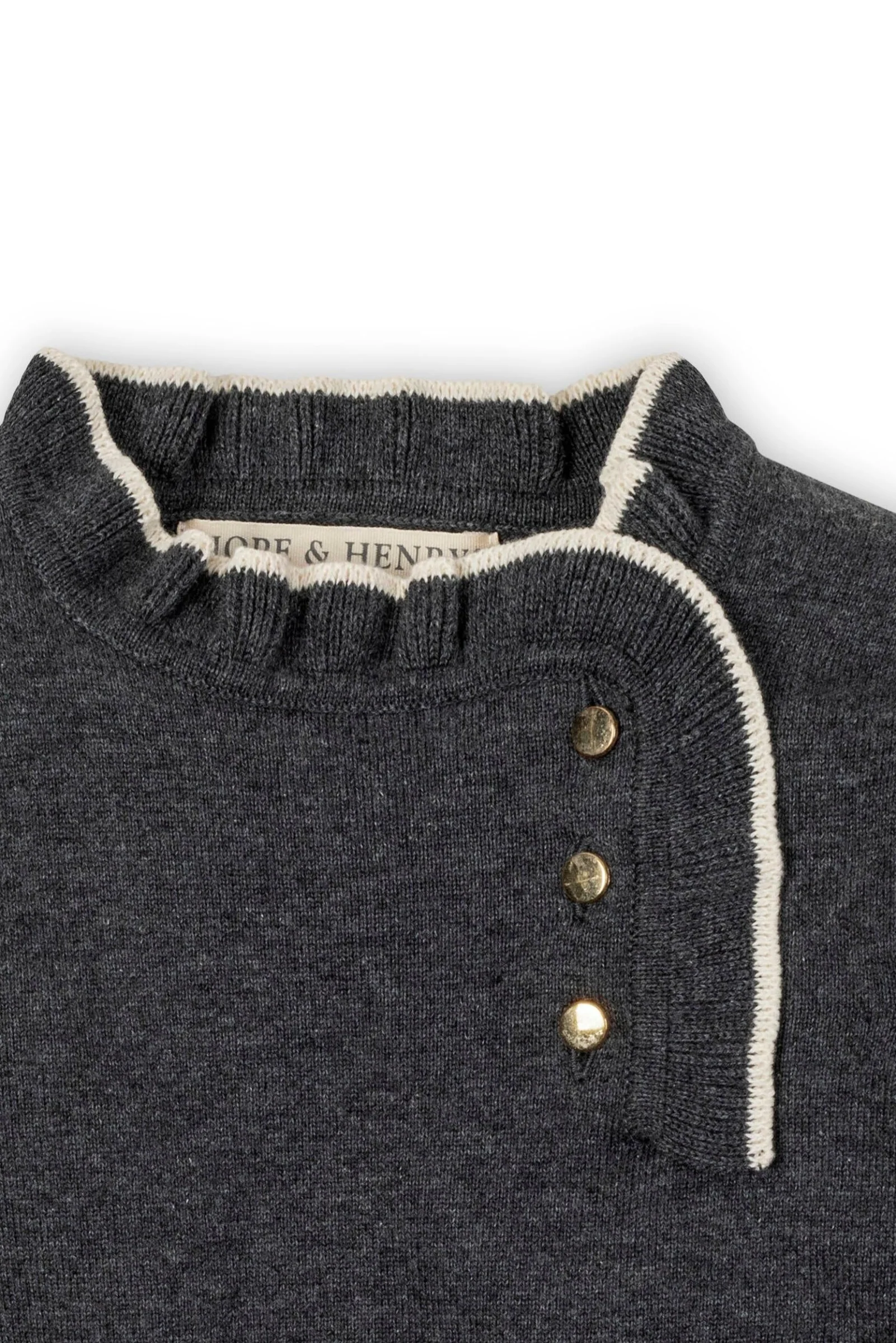 Organic Cotton Ruffle Trim Sweater Dress for Girls, Charcoal, Toddler & Kids - Image 3