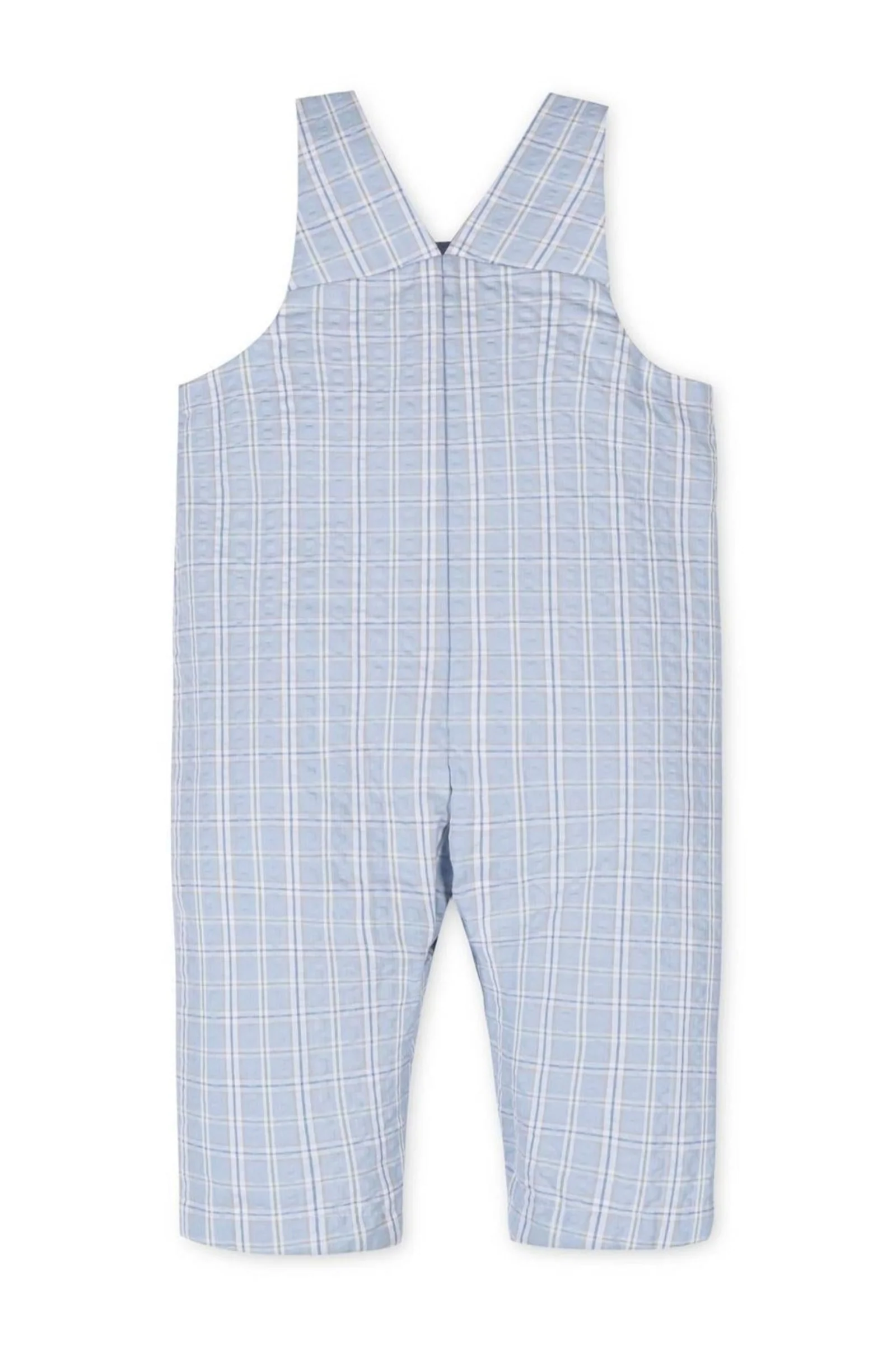 Organic Cotton Seersucker Overall Romper for Boys, Blue, Baby - Image 4