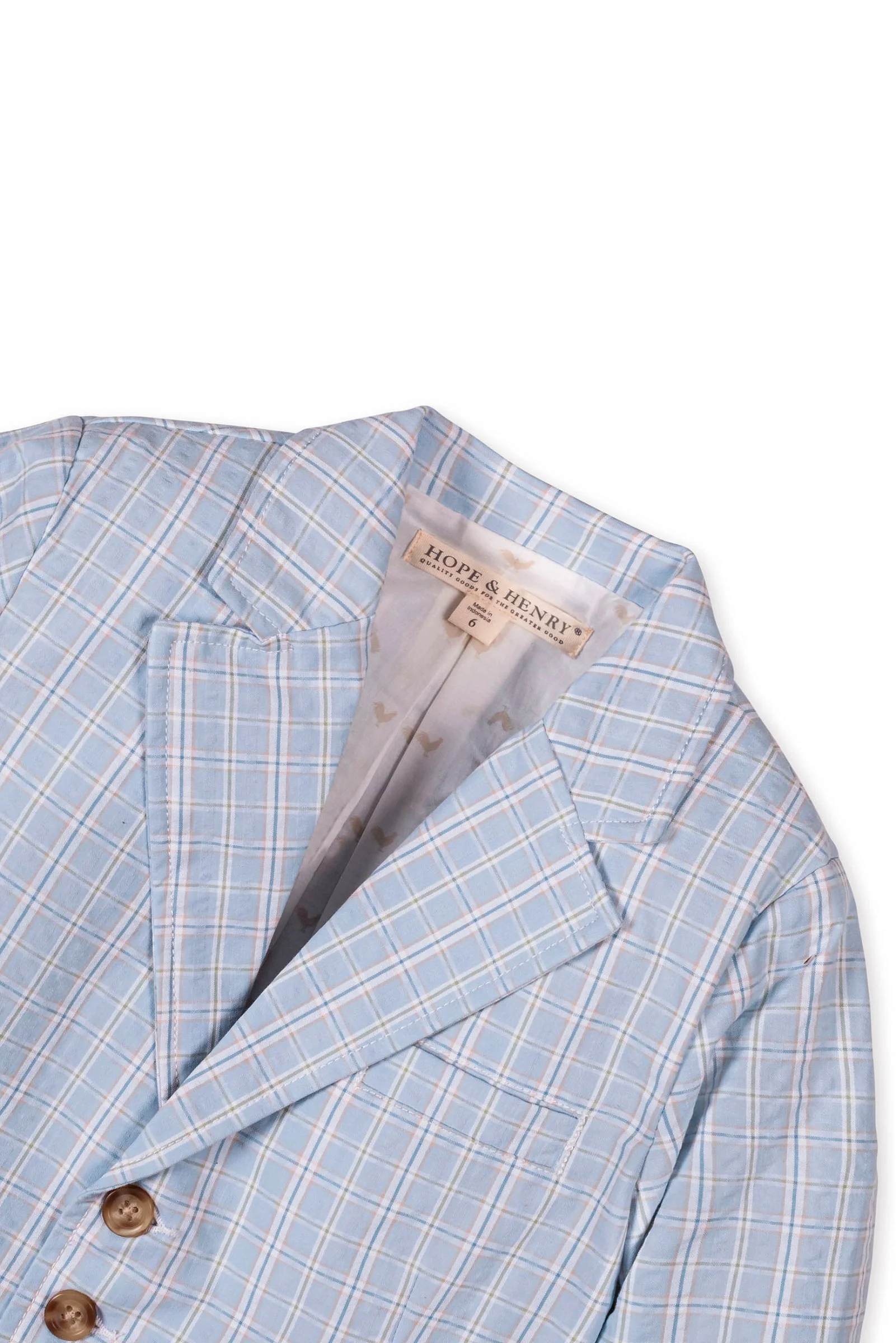 Organic Cotton Seersucker Suit Jacket for Boys, Blue Chateau Check, Sizes 2T-12 - Image 3