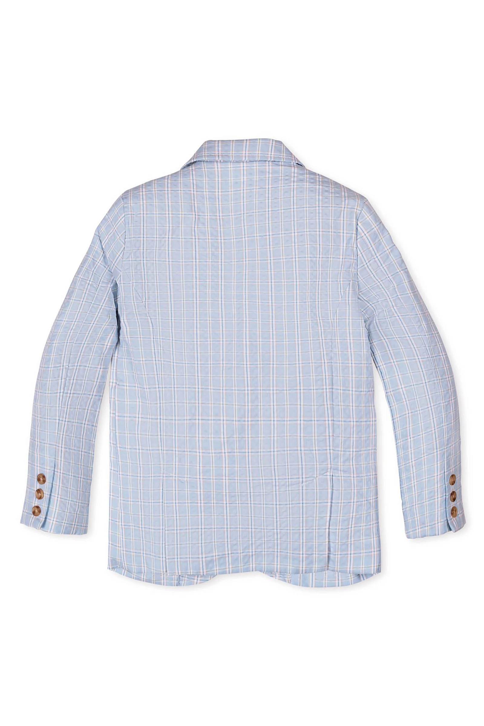 Organic Cotton Seersucker Suit Jacket for Boys, Blue Chateau Check, Sizes 2T-12 - Image 4