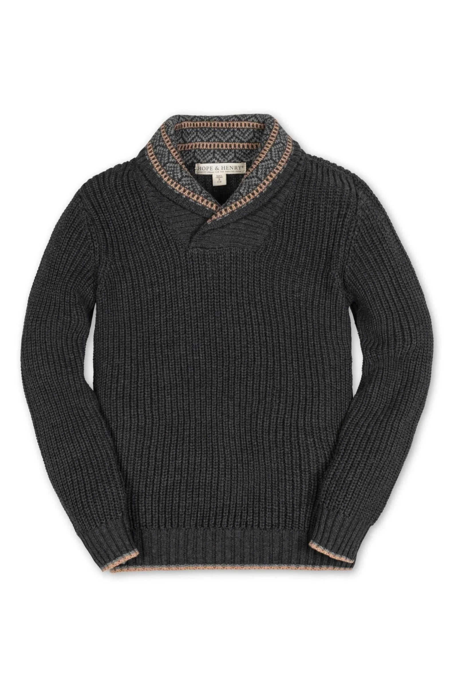 Organic Cotton Shawl Collar Sweater for Boys, Gray, Toddler & Kids - Image 2