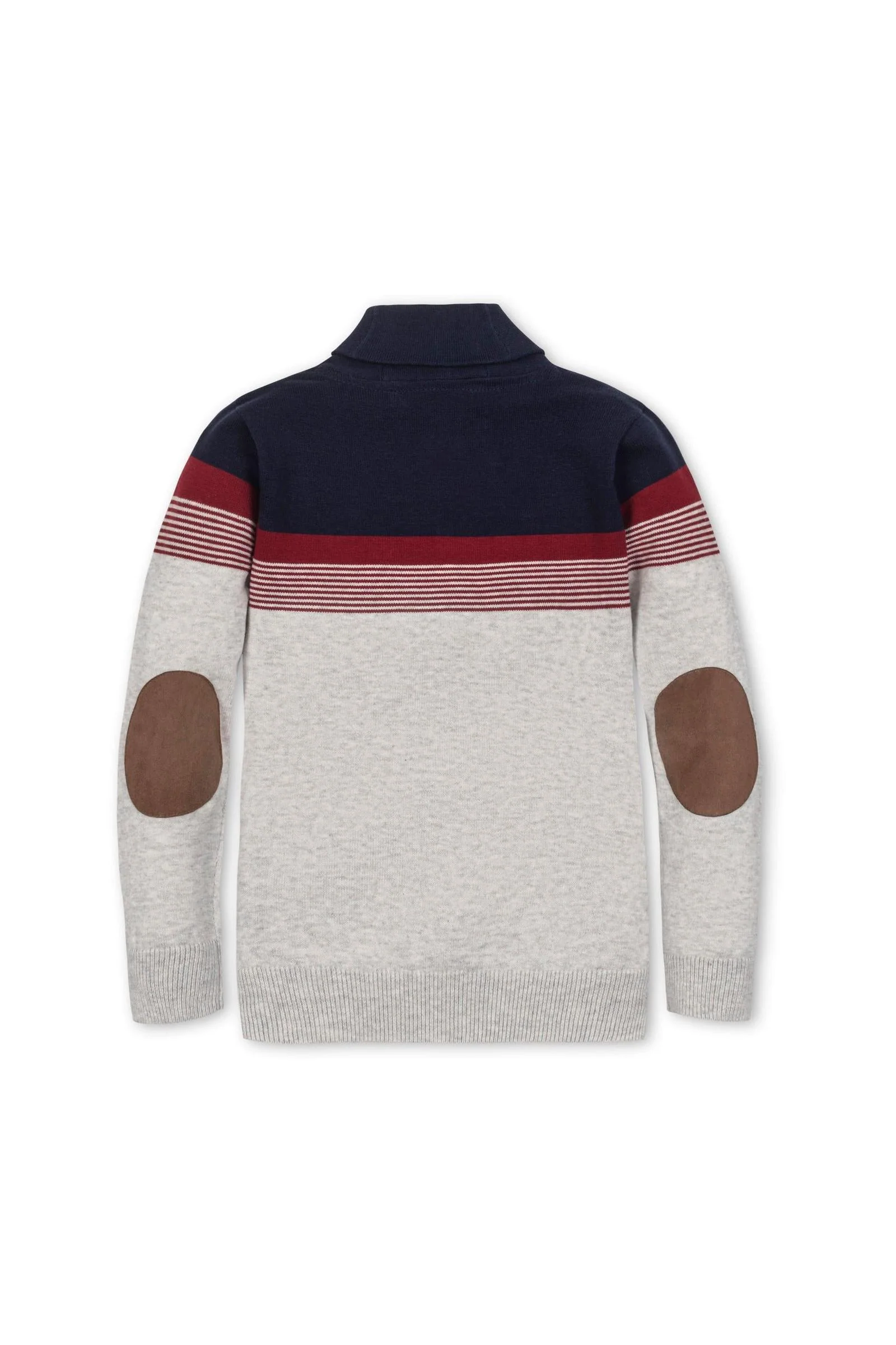 Organic Cotton Shawl Collar Sweater for Boys, Navy & Light Gray Stripe, Sizes 2-16 - Image 4