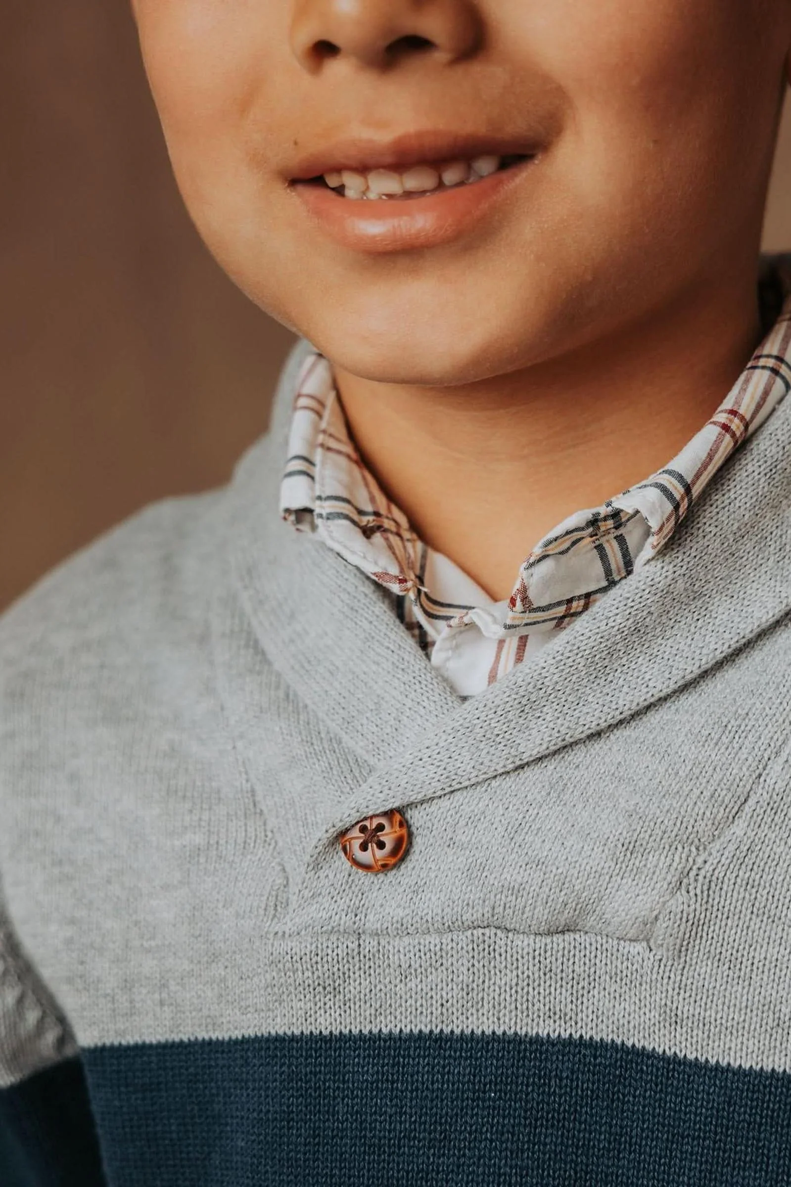 Organic Cotton Shawl Collar Sweater for Baby Boys, Gray - Image 3
