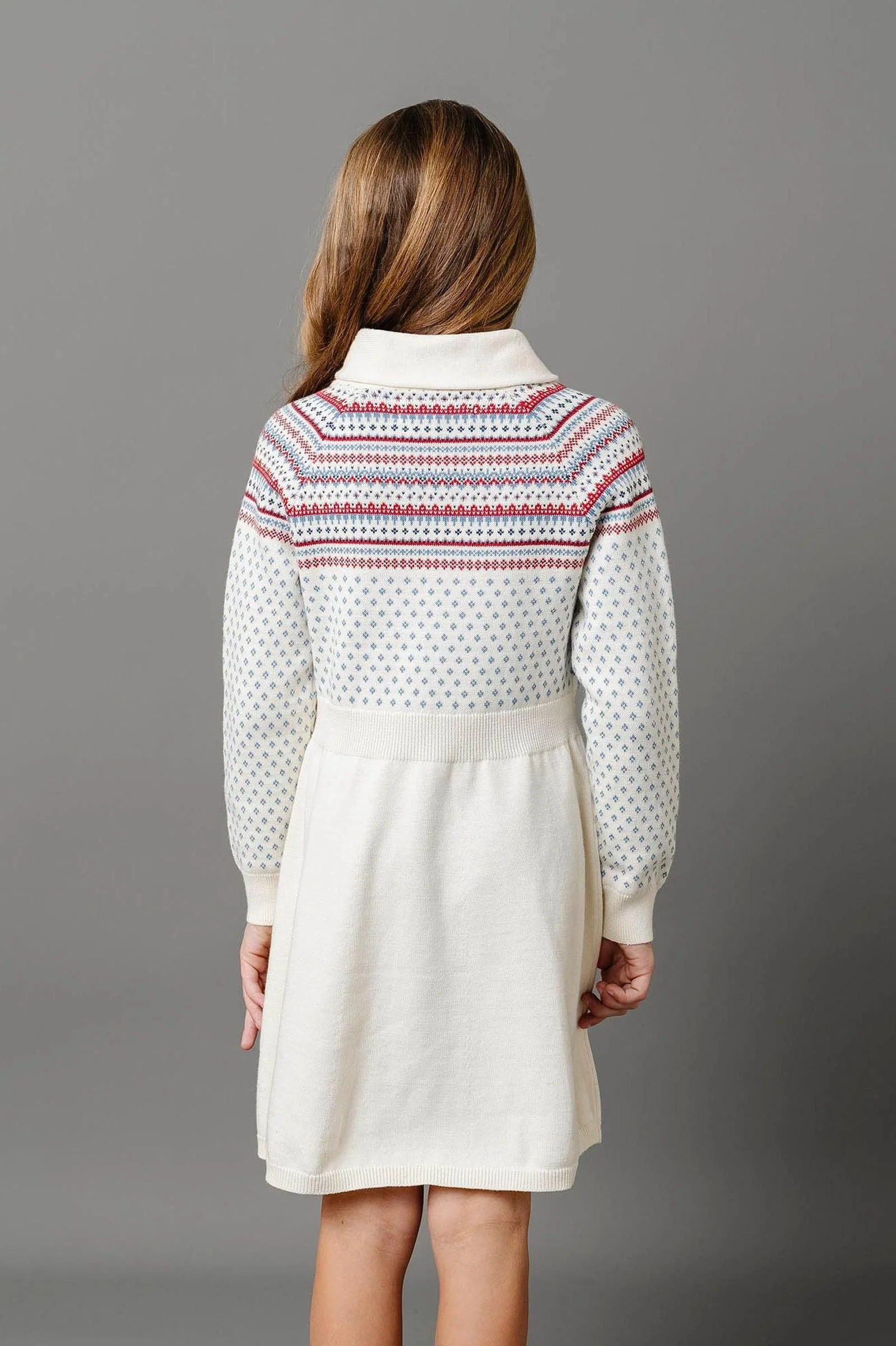 Organic Cotton Shawl Collar Sweater Dress for Babies, Ivory, Baby - Image 4