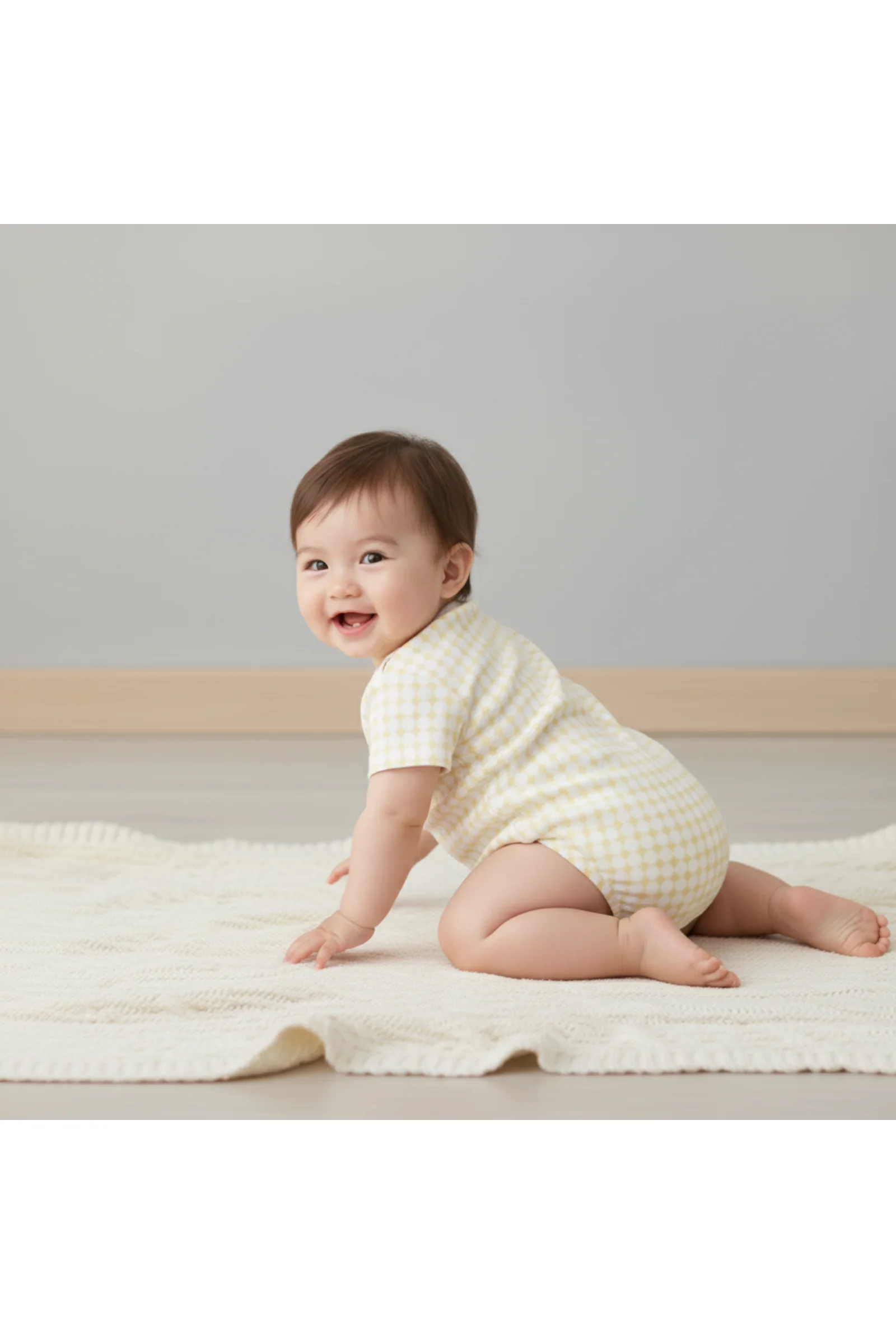 Organic Short Sleeve Bubble Romper - Dotty Gingham - Image 3