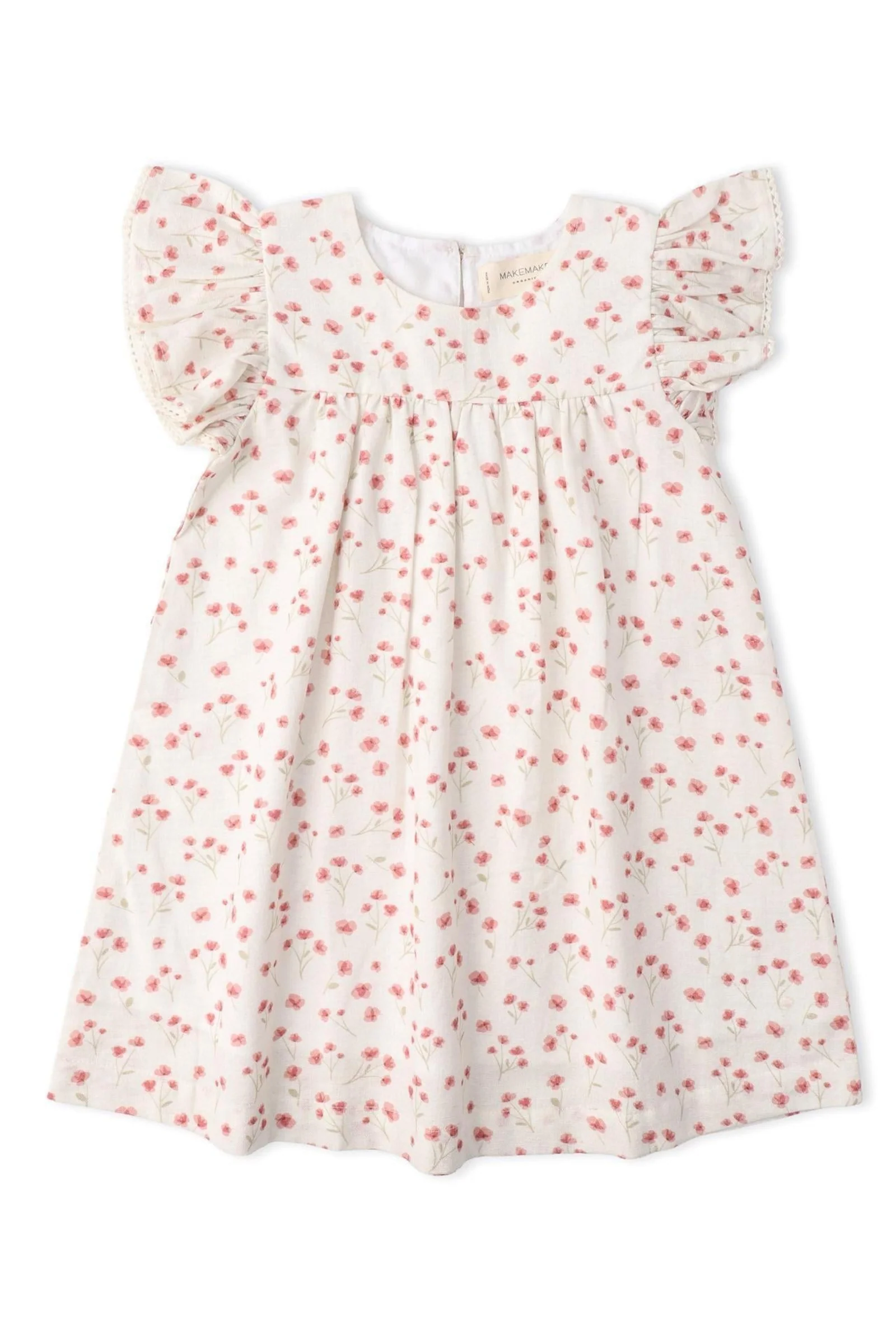 Organic Short Sleeve Flutter Dress - Pink Bloom - Image 2