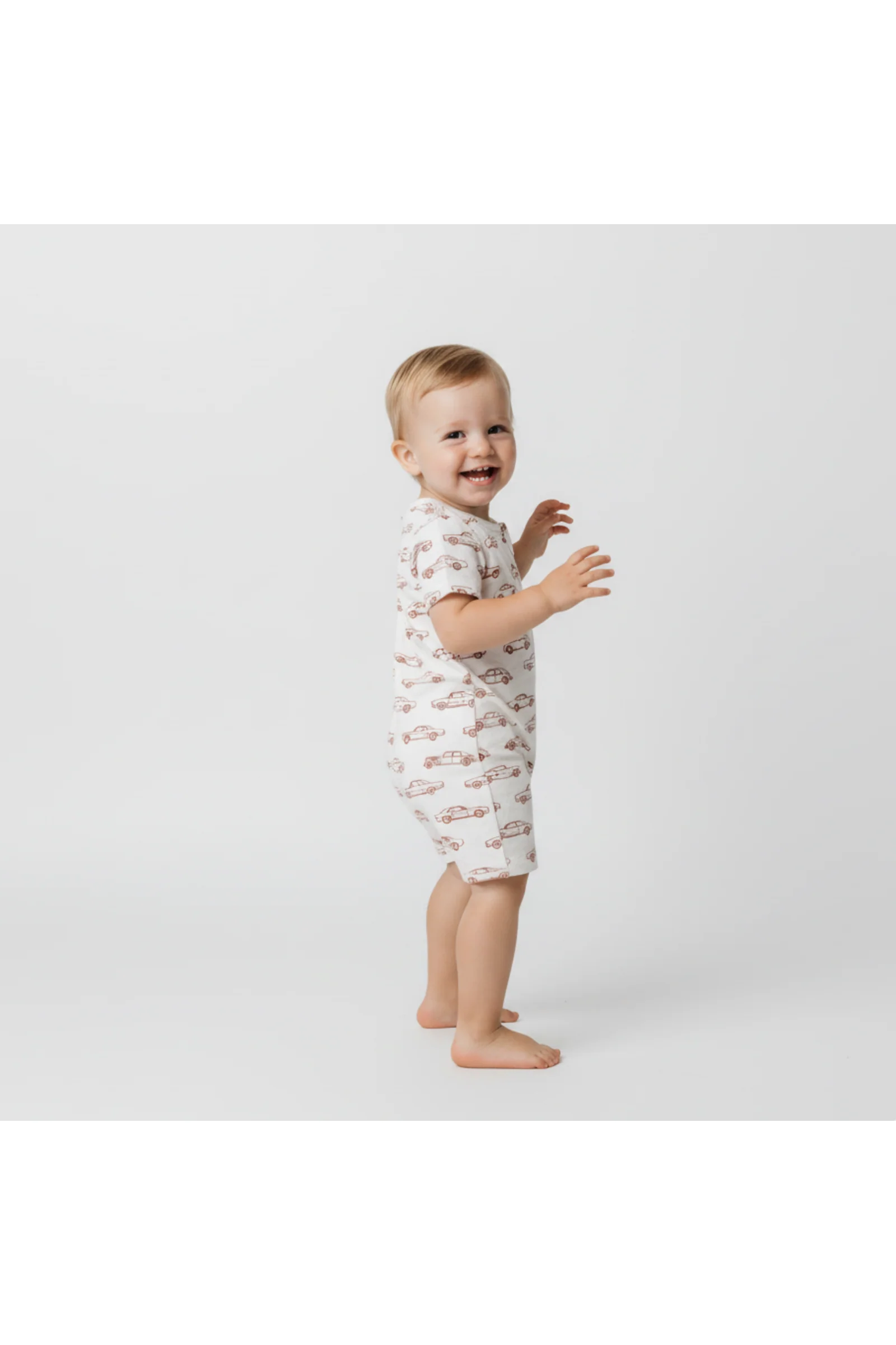 Organic Short Zip Romper - Cars - Image 3