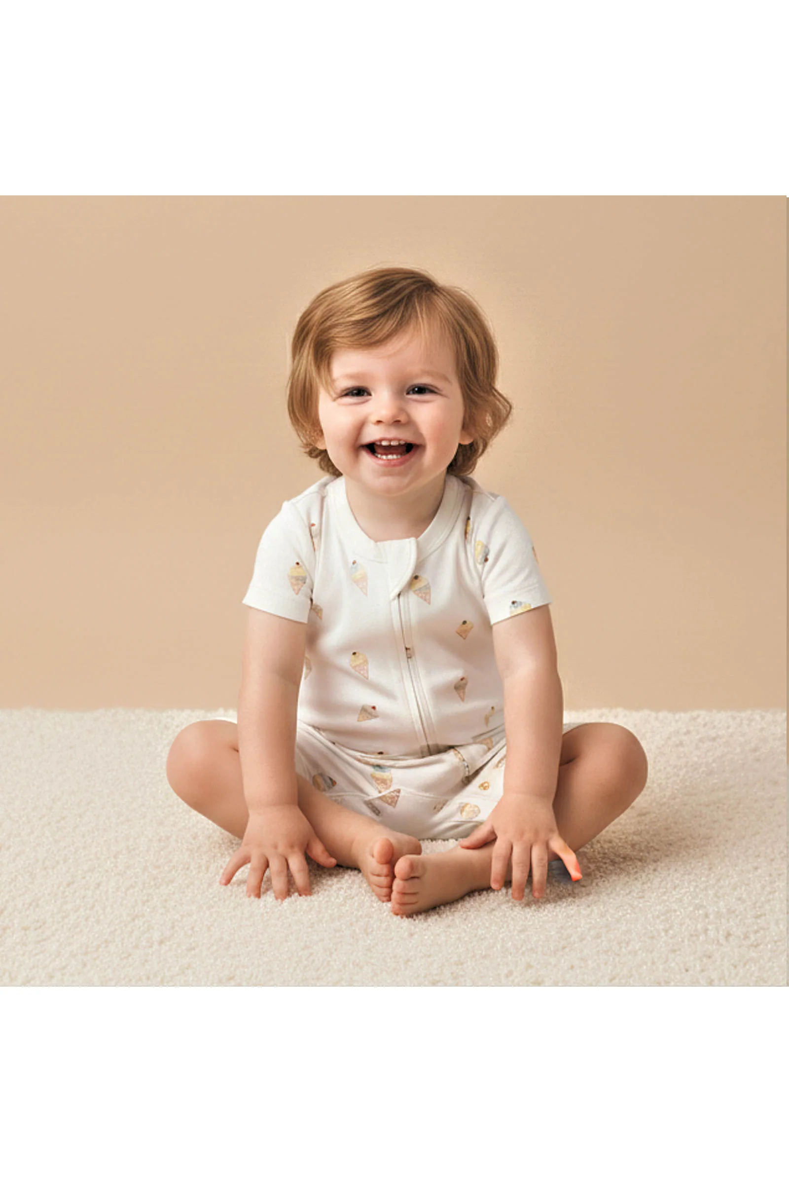 Organic Short Zip Romper - Ice Cream - Image 3
