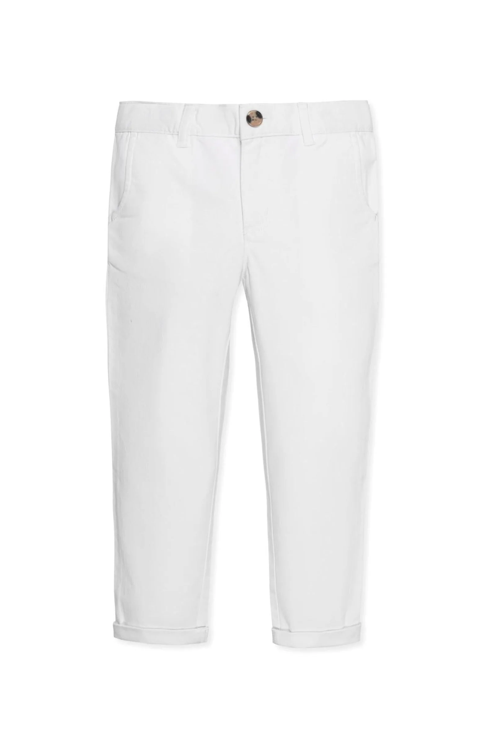 Organic Cotton Skinny Stretch Chino for Baby Boys, White - Image 2