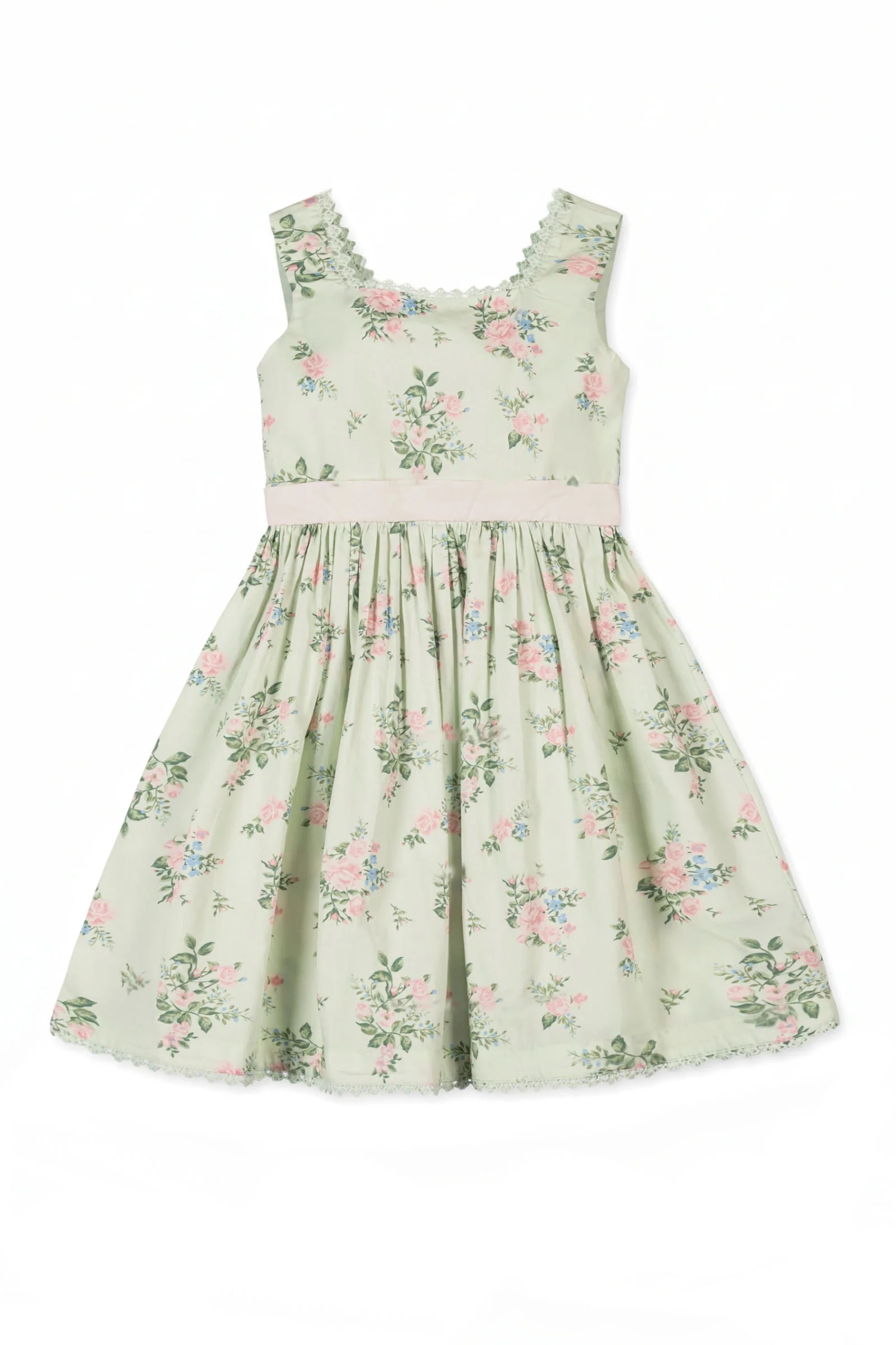 Organic Cotton Sleeveless Sateen Party Dress, Chateau Floral, Sizes 2T-12 - Image 2