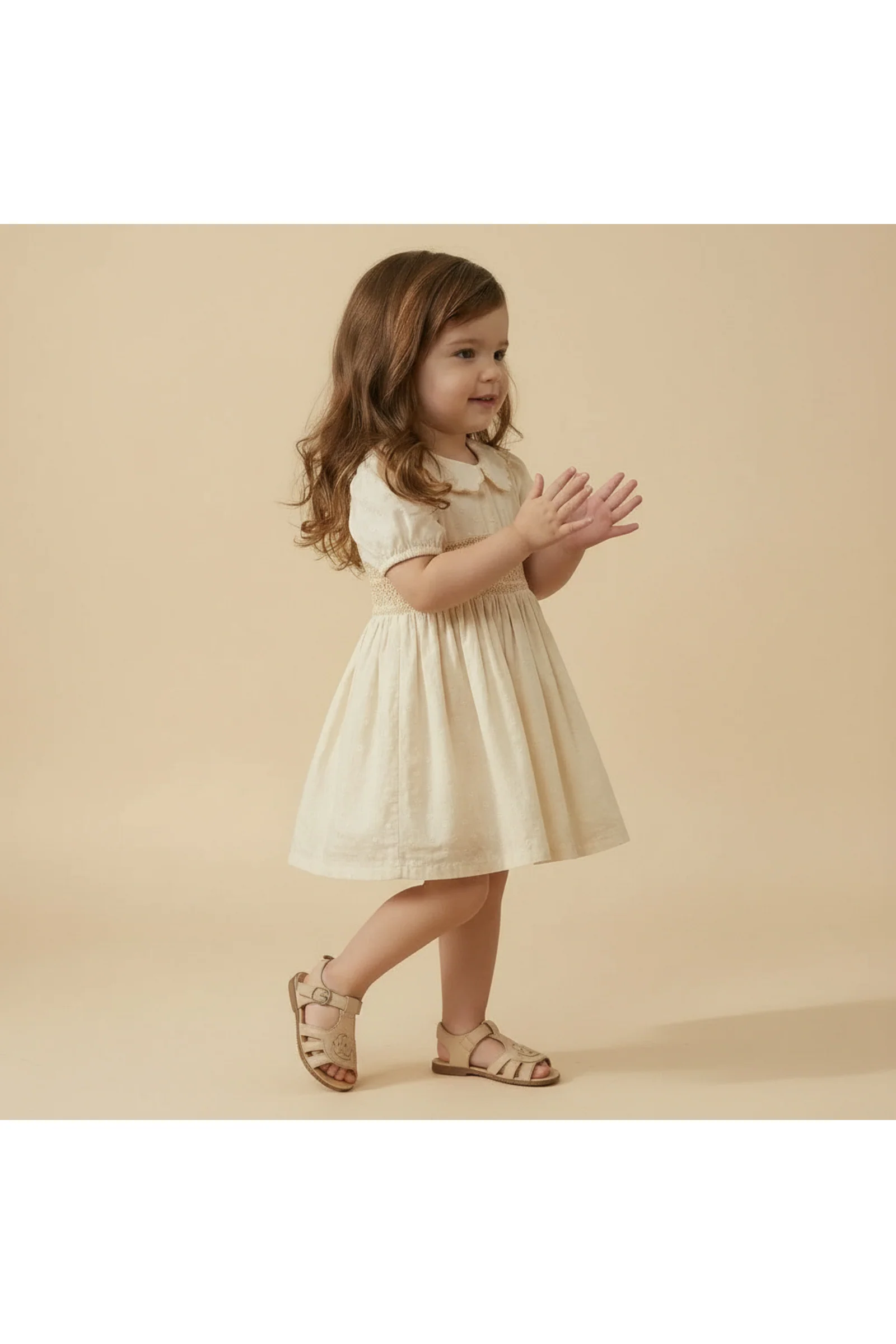 Organic Smocked Collar Dress - Butter Yellow - Image 3