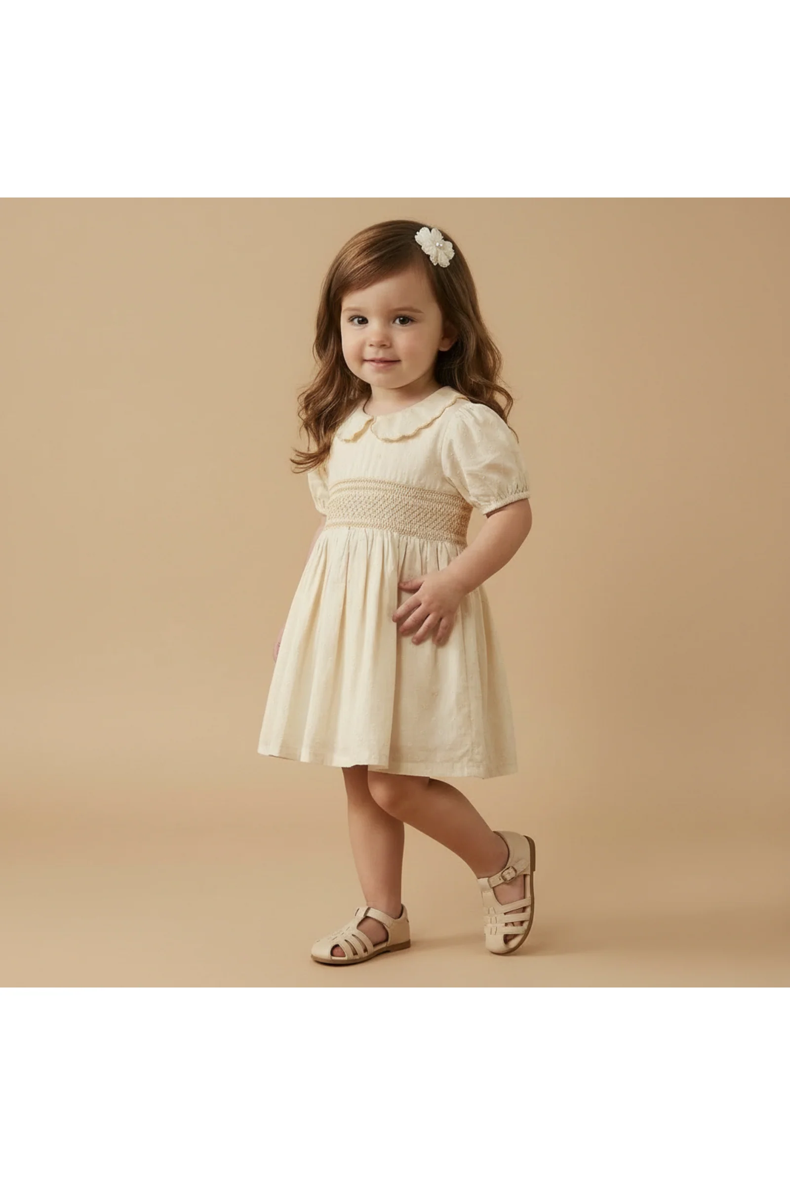 Organic Smocked Collar Dress - Butter Yellow - Image 5