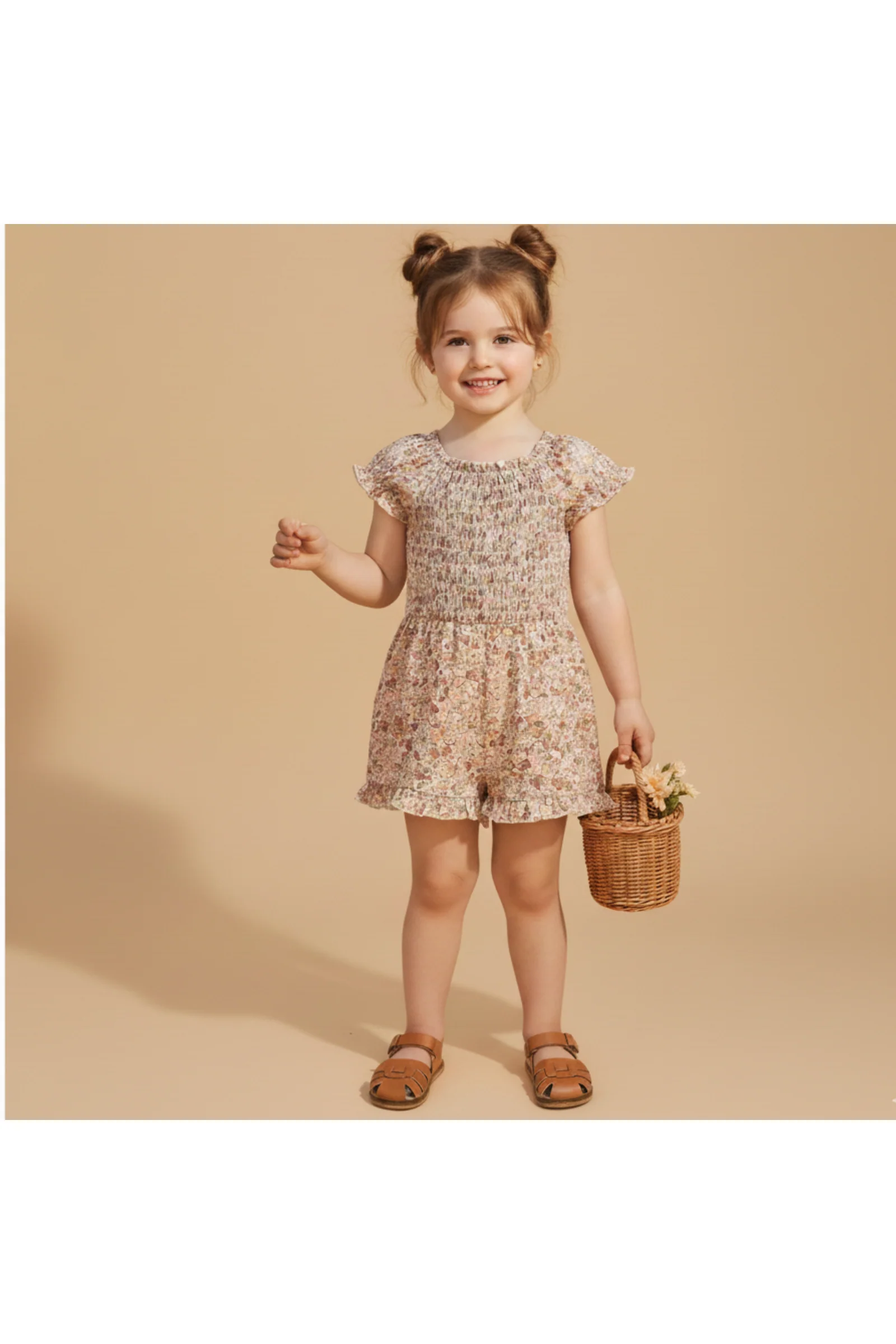 Organic Smocked Jumpsuit - Pastel Bloom - Image 4