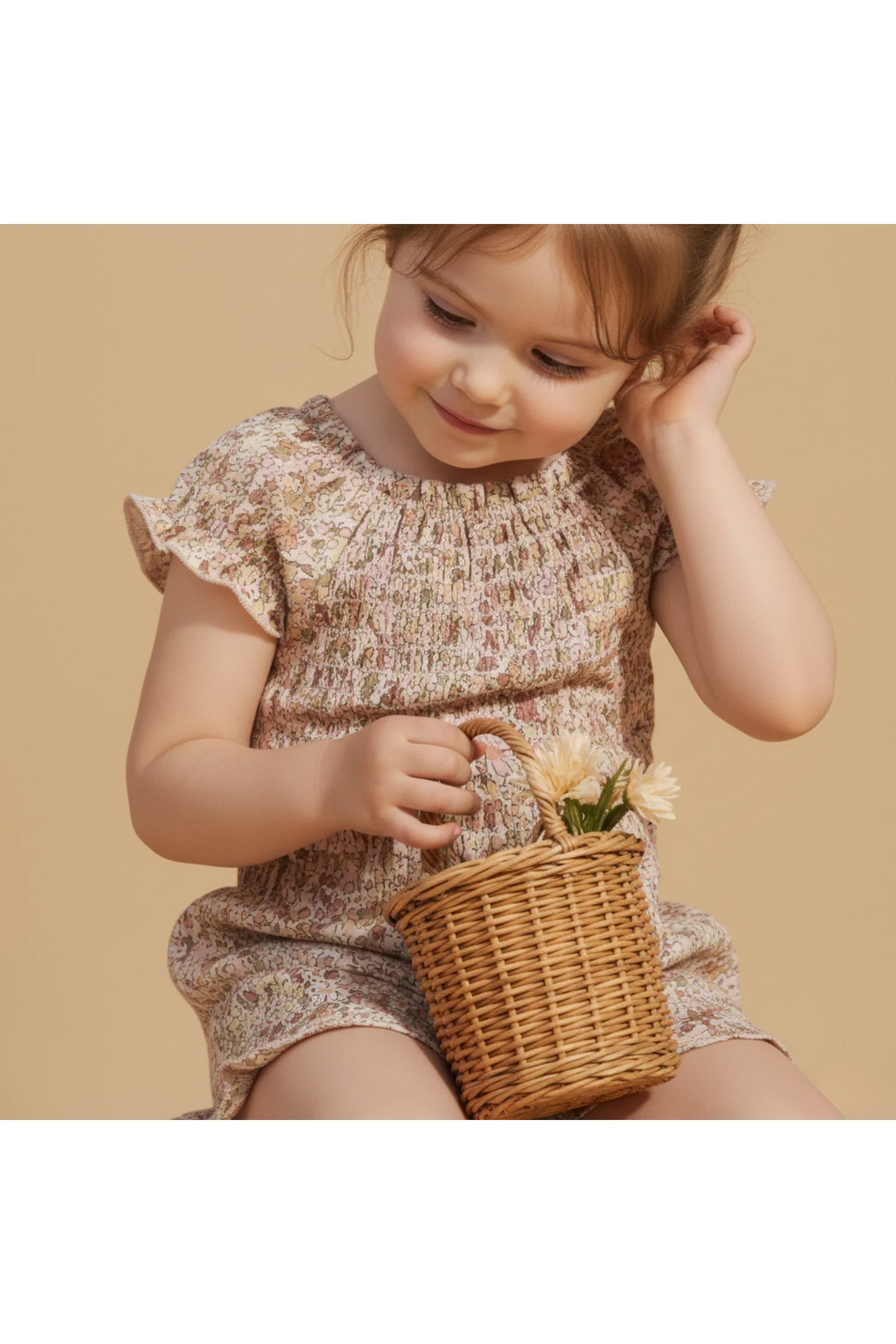 Organic Smocked Jumpsuit - Pastel Bloom - Image 5
