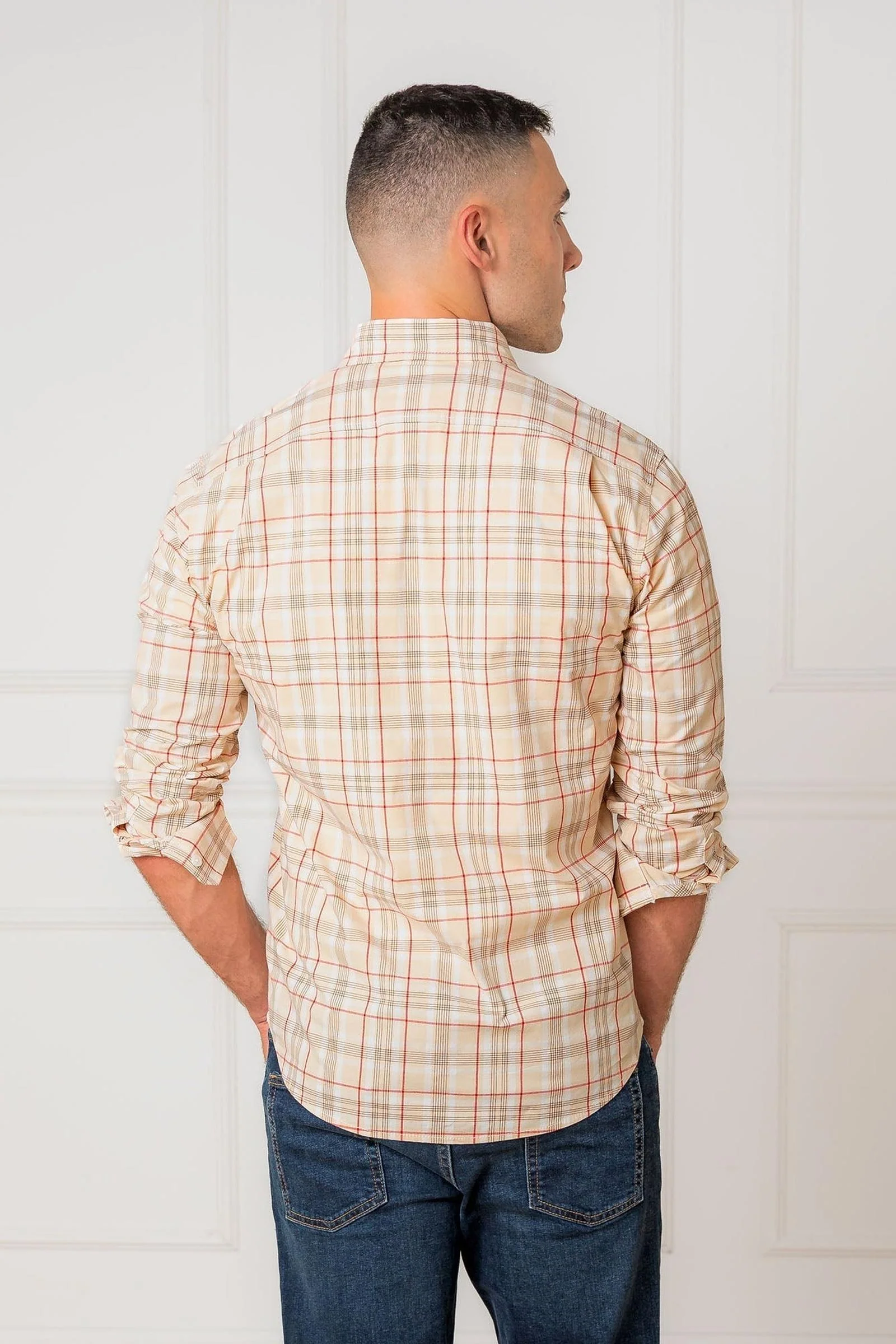 Organic Cotton Stretch Poplin Shirt, Fireside Plaid, Men, Family Matching Outfits - Image 5