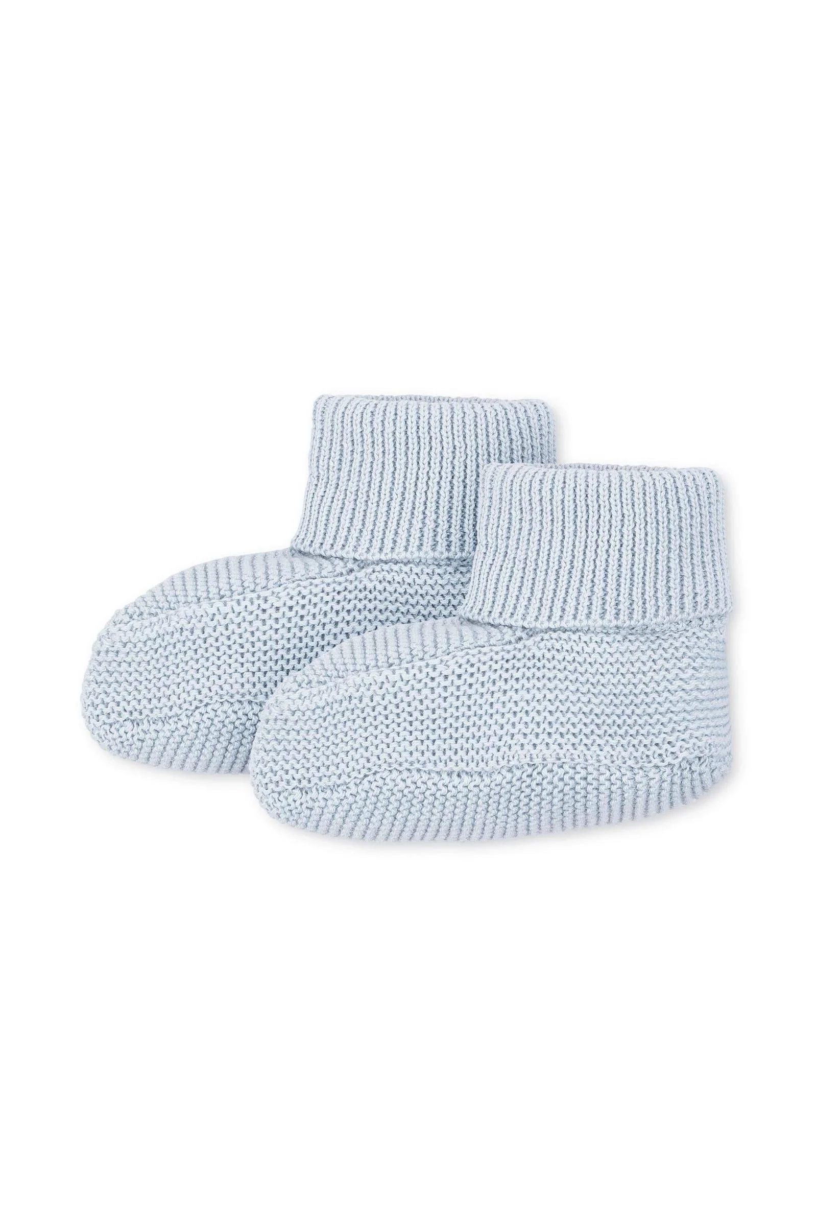 Pale Blue Organic Cotton Knit Beanie and Bootie Set, Baby - Image 4