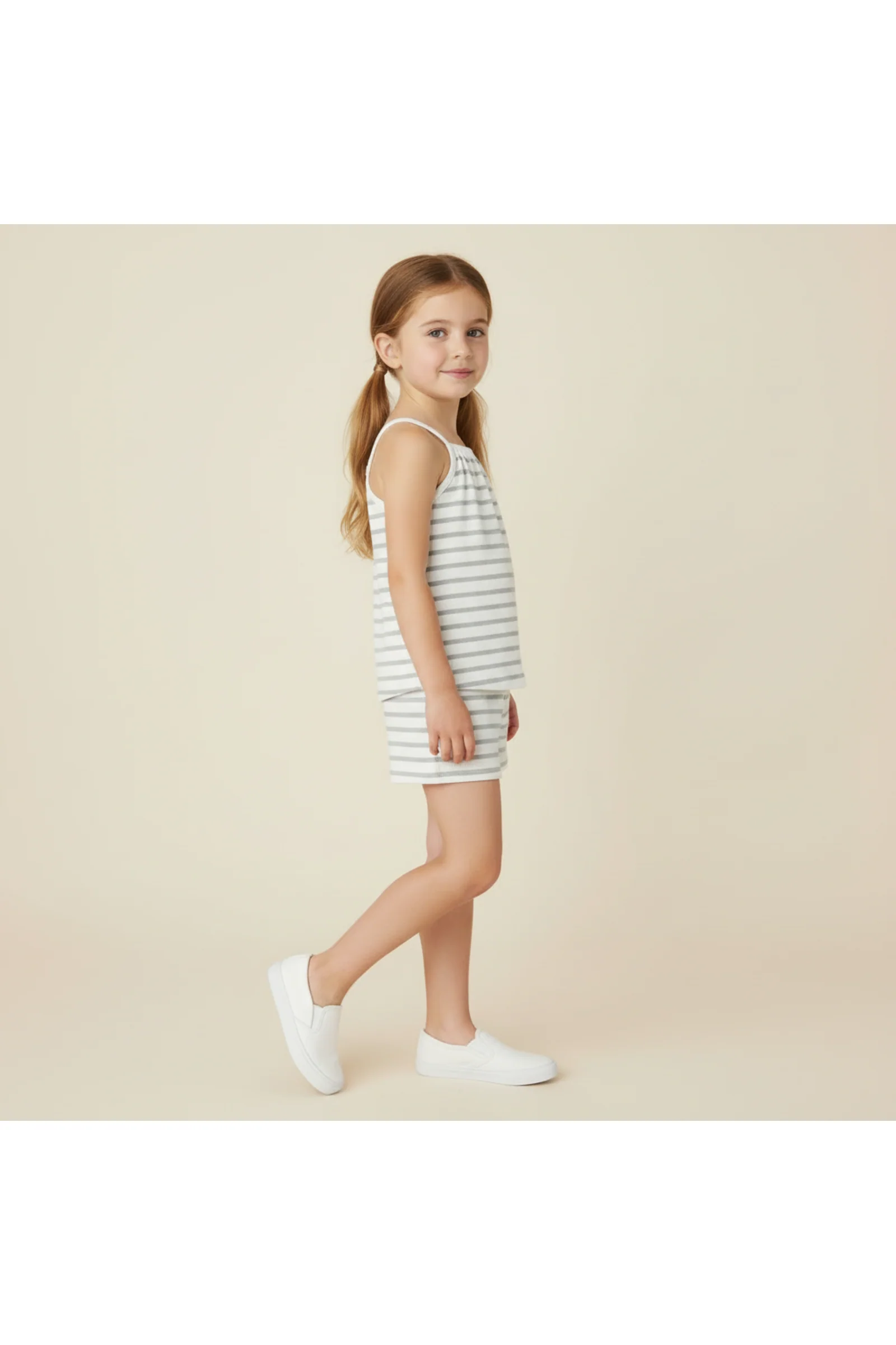 Organic Tank Top & Shorts Set - Fog Stripes