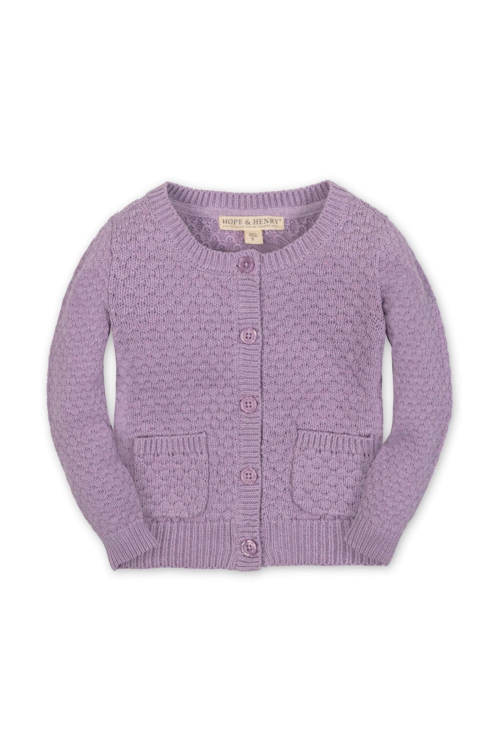 Organic Cotton Textured Cardigan, Lavender Heather, Toddler & Kids - Image 2