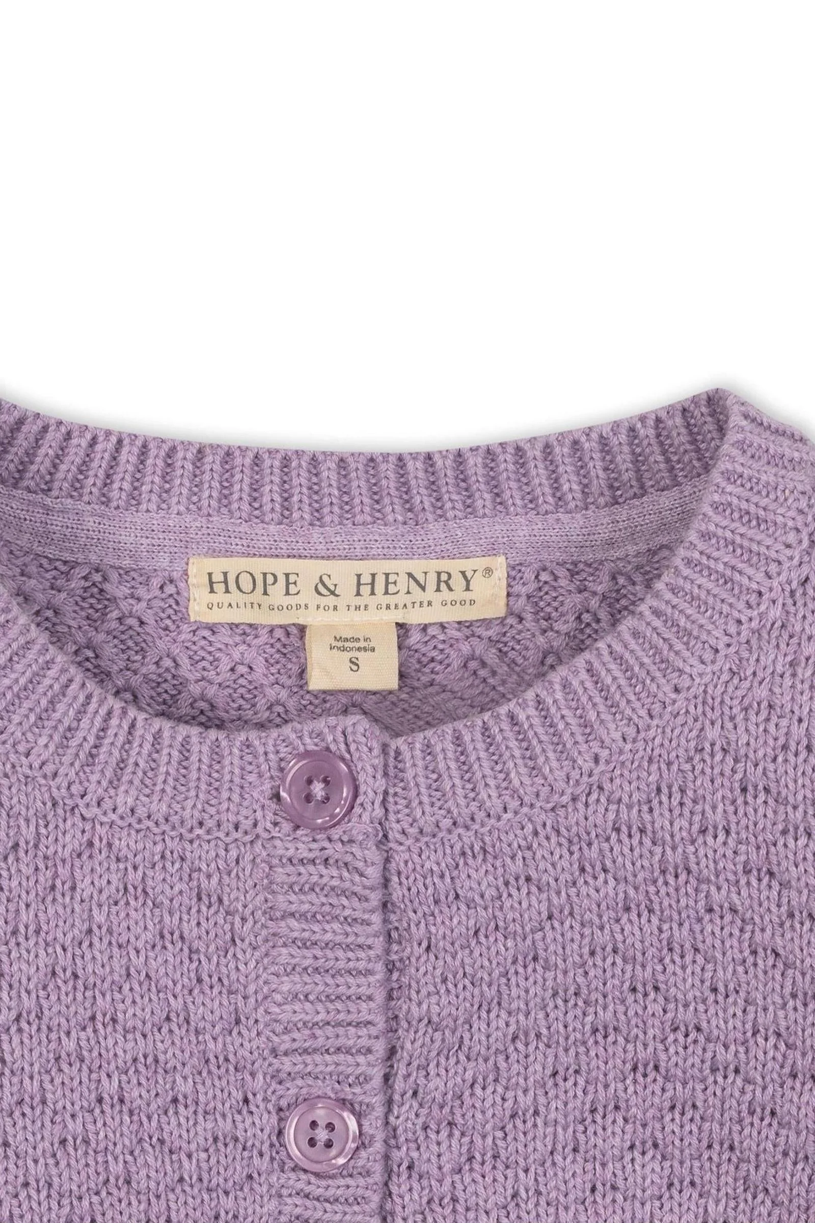Organic Cotton Textured Cardigan, Lavender Heather, Toddler & Kids - Image 3