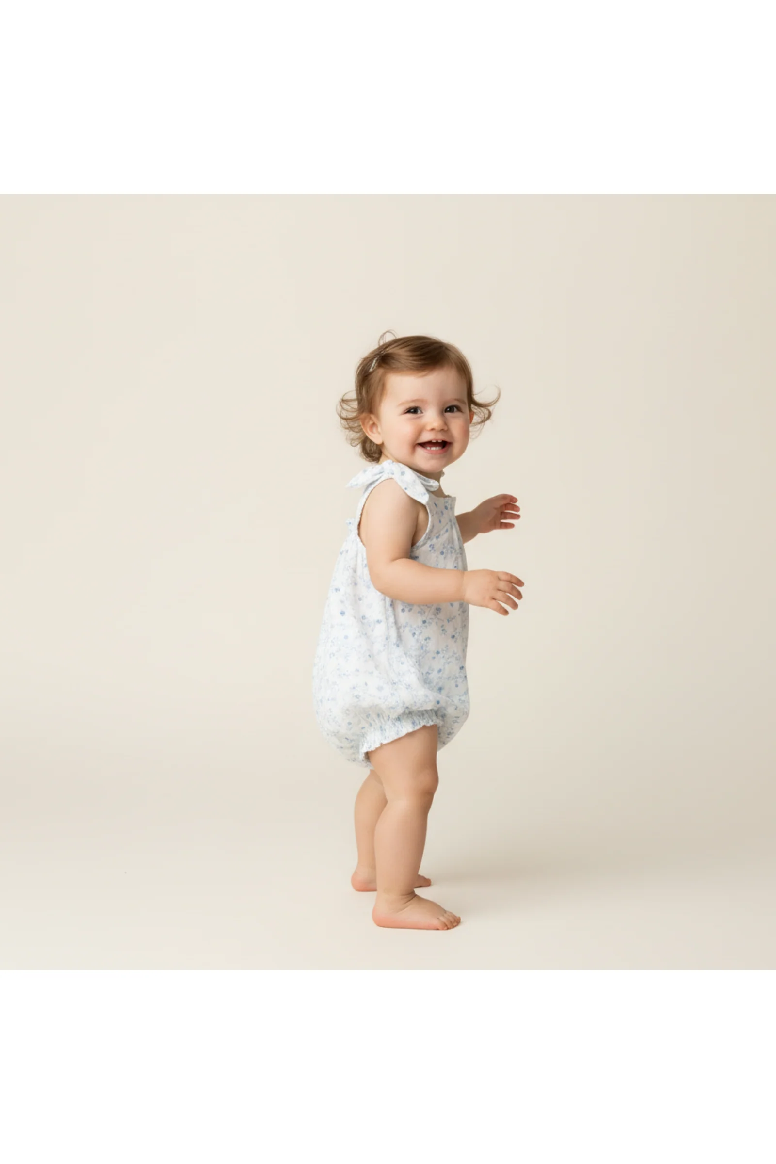 Organic Tie Shoulder Bubble Romper - Ivy Floral - Image 3