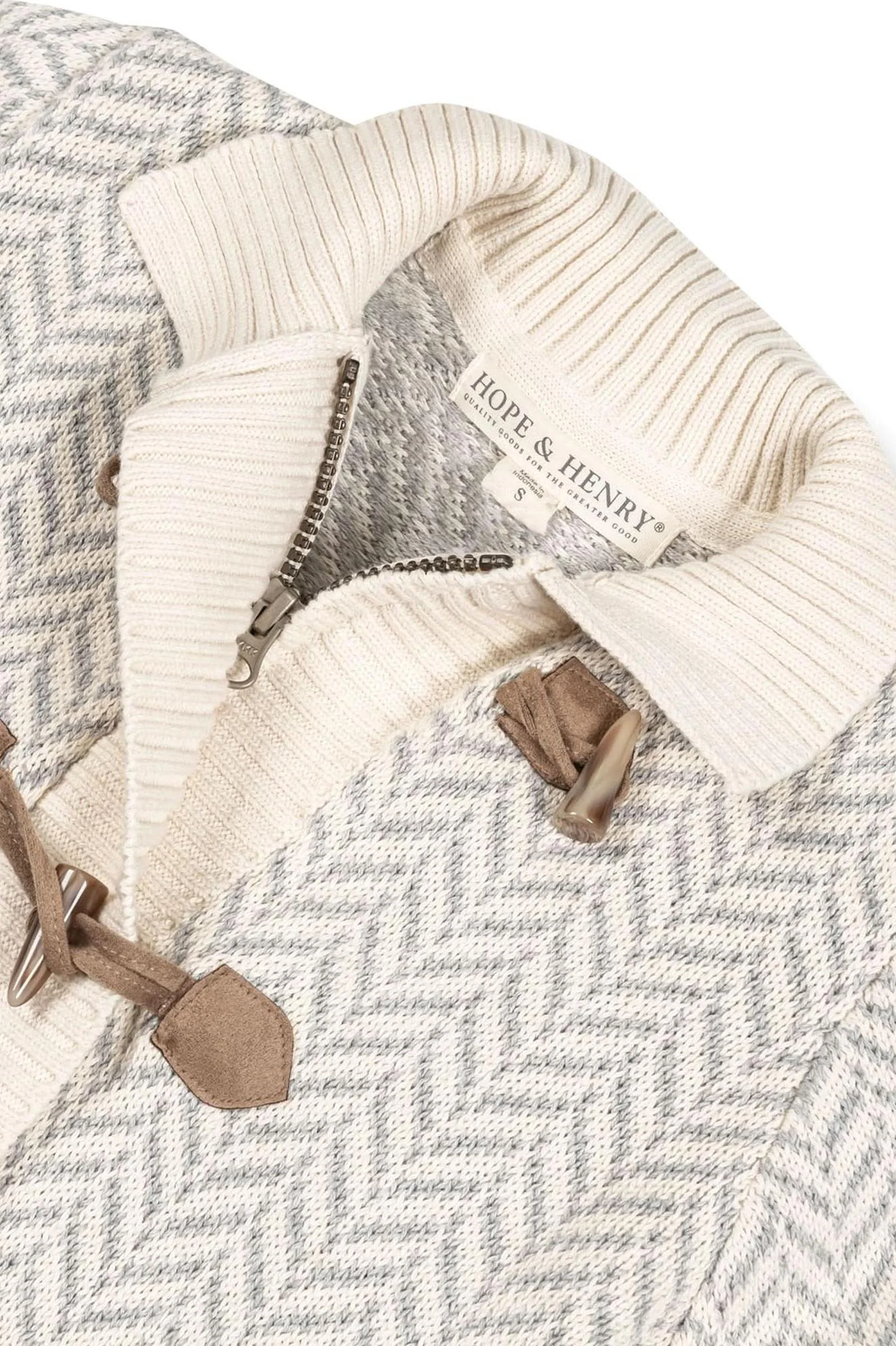 Organic Cotton Toggle Sweater with Zipper for Girls, Gray, Toddler & Kids - Image 5