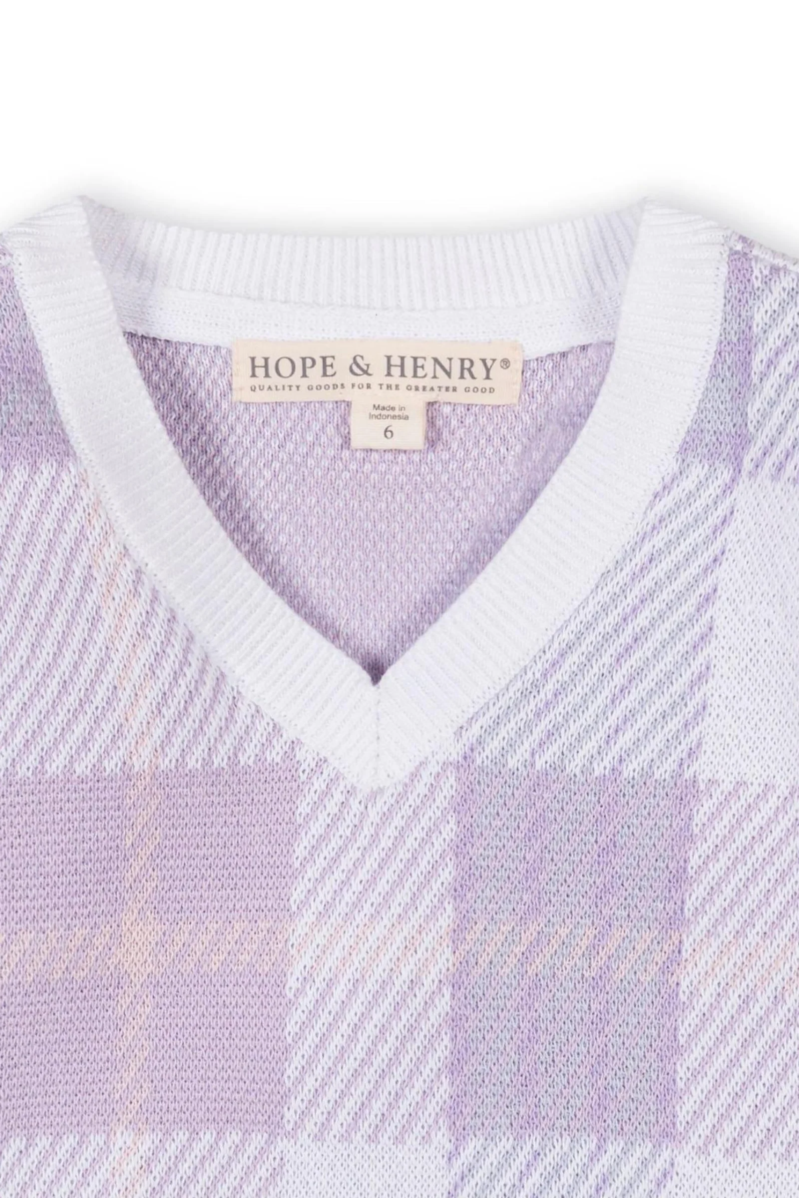Organic Cotton V-Neck Intarsia Sweater for Boys, Monet Plaid, Sizes 2T-18 - Image 3
