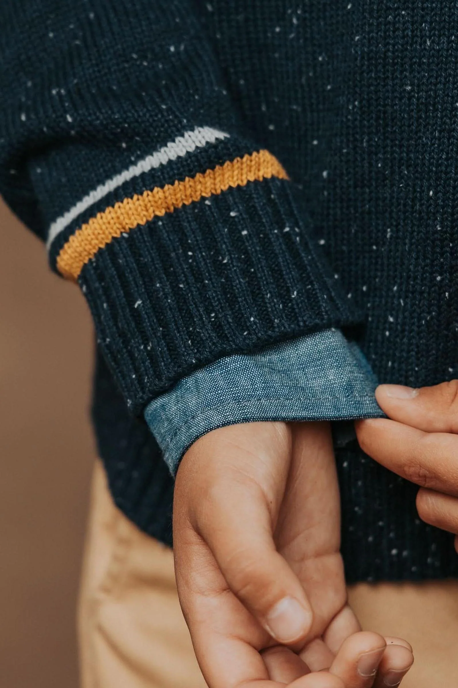 Navy Organic Cotton V-Neck Sweater, Toddler & Kids - Image 5