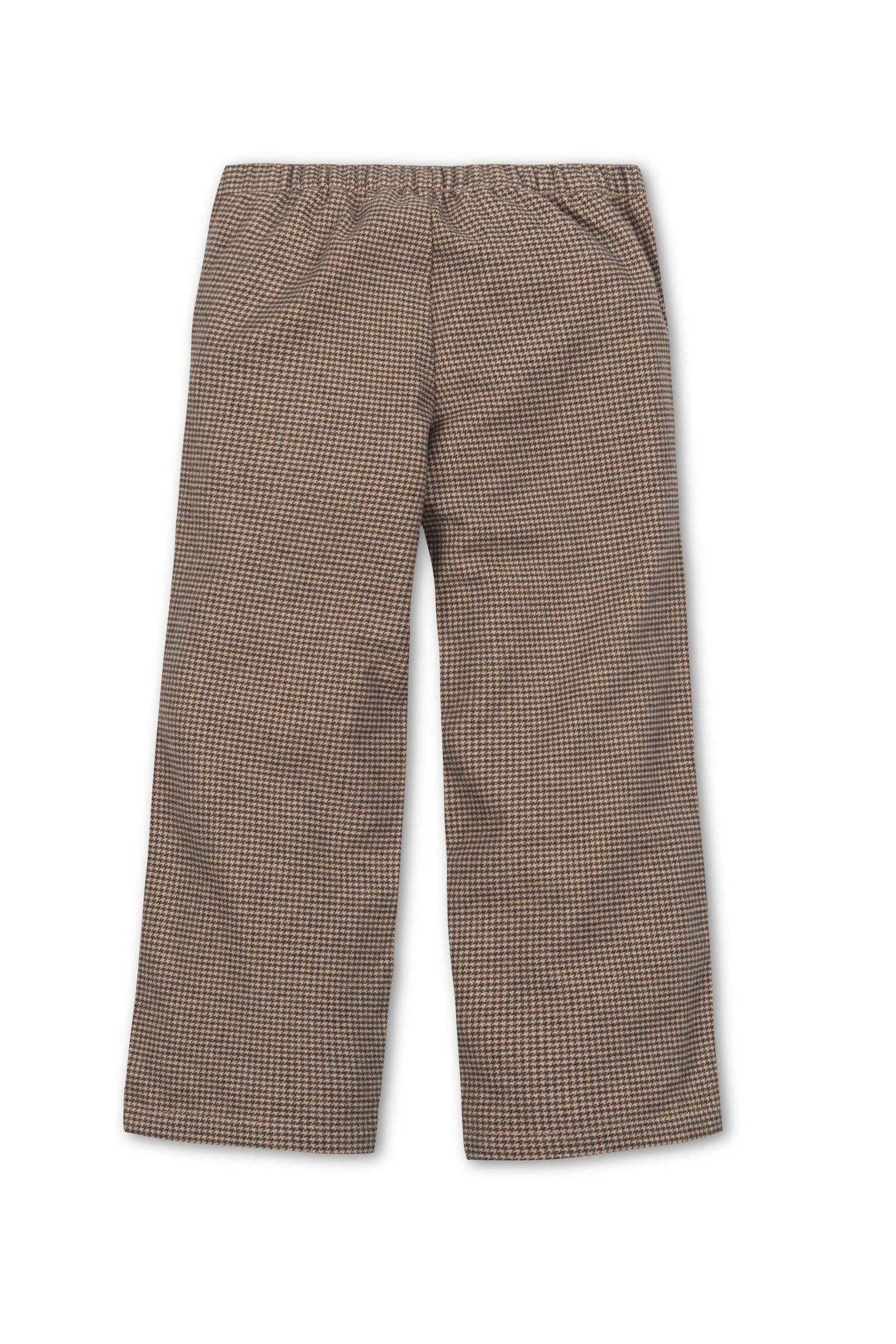 Organic Cotton Wide Leg Dress Pants, Camel Houndstooth, Toddler & Kids - Image 4