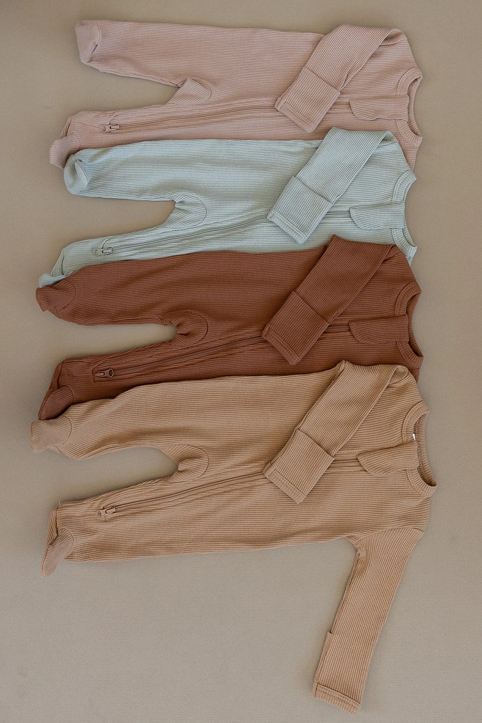 Pale Pink Ribbed Zipper Footed Pajama, Organic Cotton, Baby Essentials - Image 4