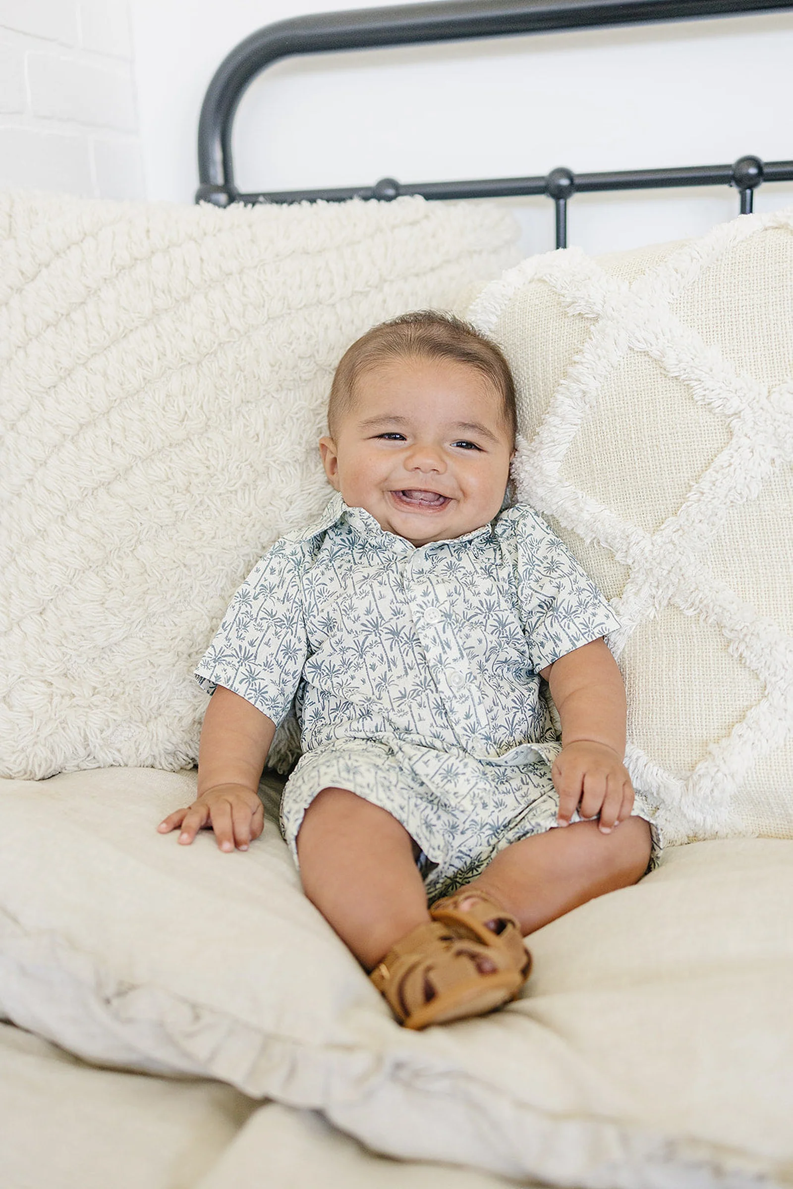 Palm Tree Linen Button Up Shirt, Baby, Toddler & Kids