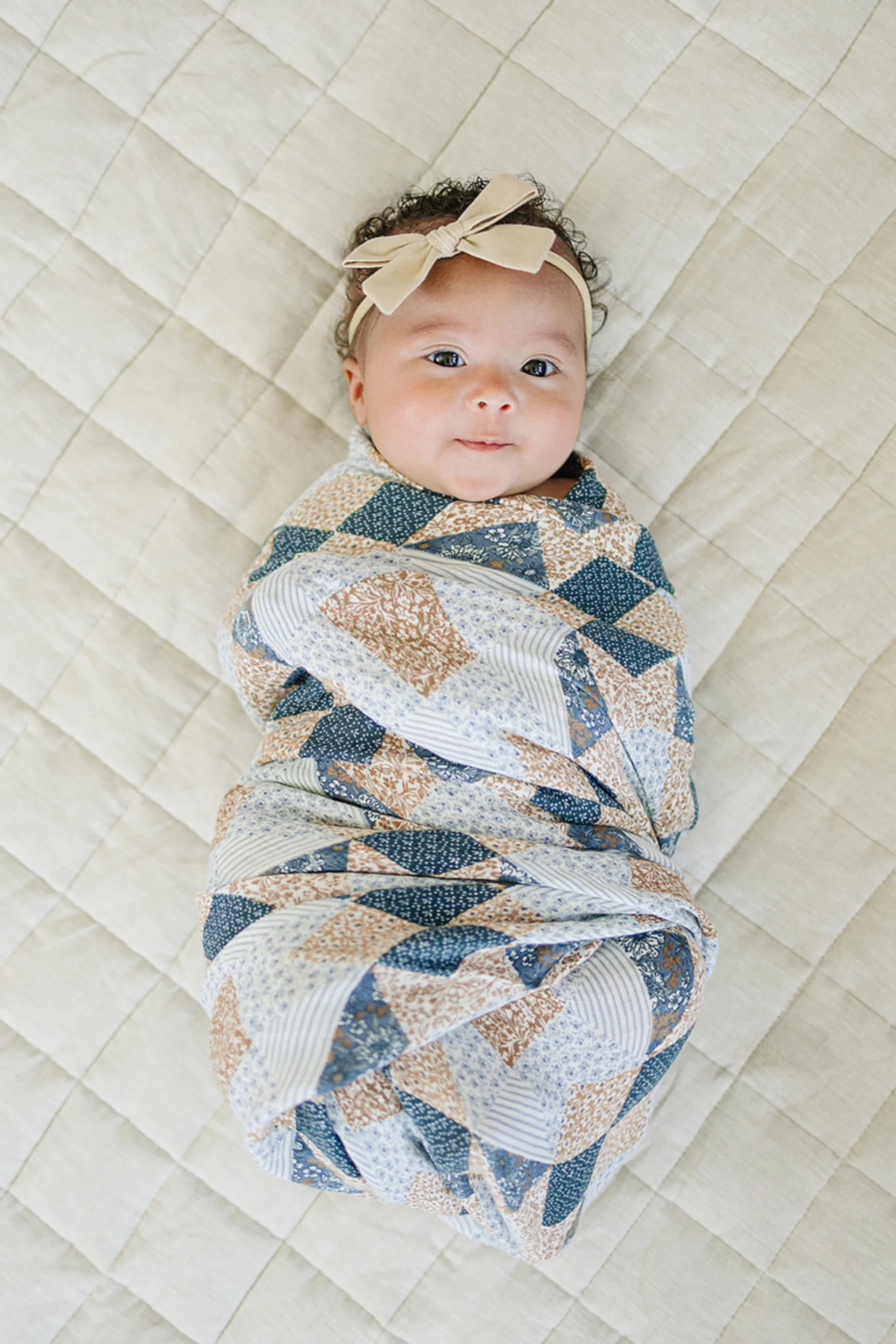 Patchwork Print Muslin Swaddle Blanket, 100% Cotton, Baby Essentials, Neutral Colors - Image 5