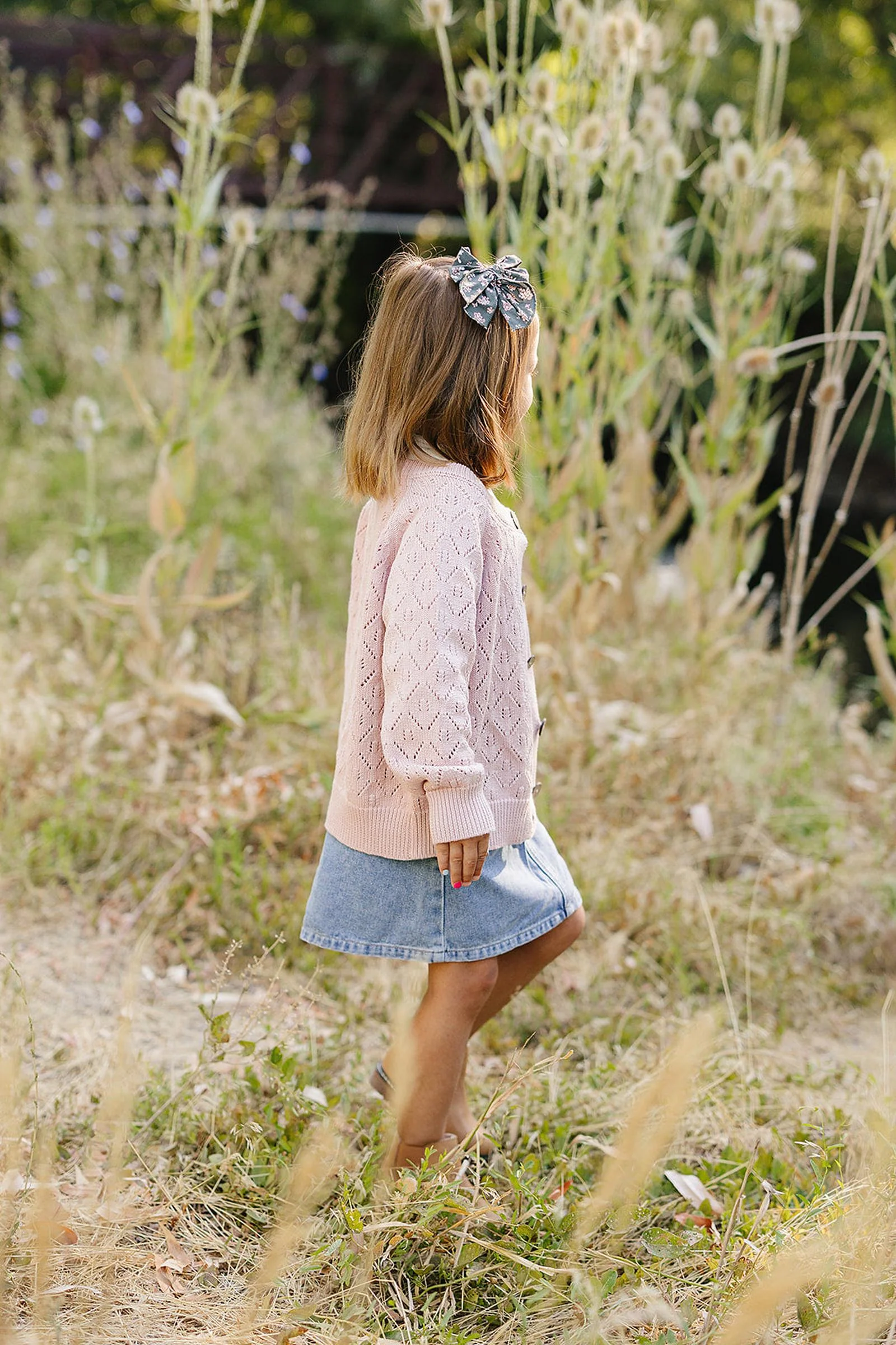 Pink Pointelle Button Down Cardigan, 100% Cotton, Sizes 0-7 - Image 6